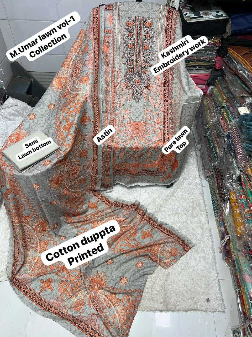 Ynf Fancy KESH444 M.UMAR LAWN VOL-1 LAWN Suits & Dresses Wedding Collections Festive Collections Wholesale Kashmiri Suits Printed Suits Embroidery Suits Manufacturer