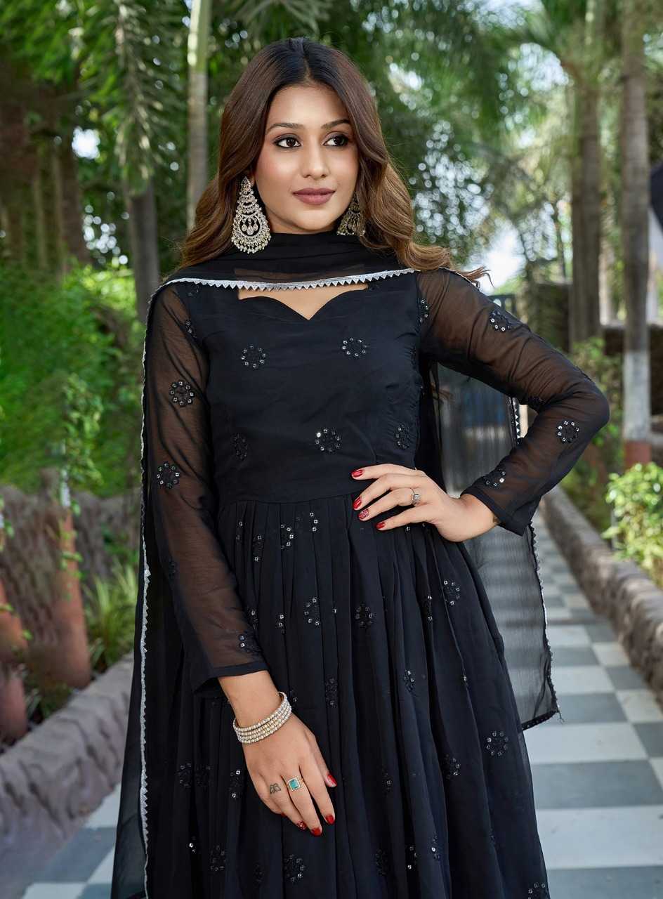 Ynf Georgette KESH334 Black Aaina Gowns Wholesale Embroidery Gowns Designer Gowns Black Gown Manufacturer