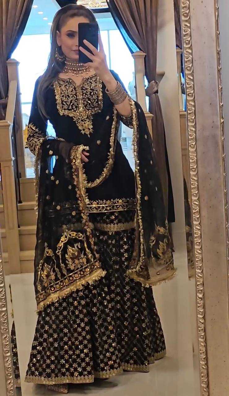 Ynf Georgette KESH499 510 Suits & Dresses Wholesale Sharara Salwar Suits Georgette Suit Black Salwar Suit Manufacturer