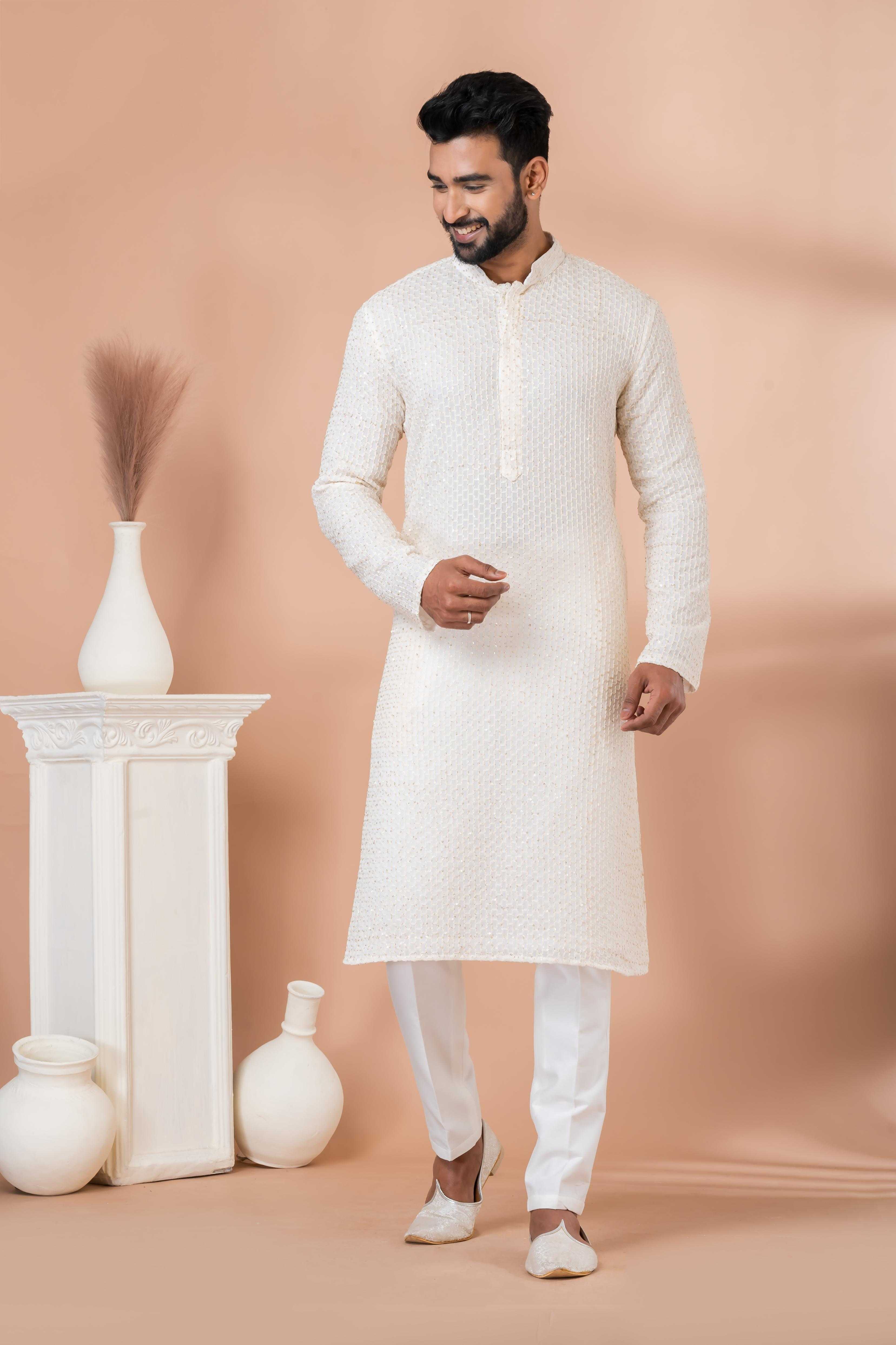 Ynf Georgette RIN223 3302B Mens Wear Festive Collections Wholesale Mens Kurtas Mens Kurta Pyjama Onam Collections Manufacturer