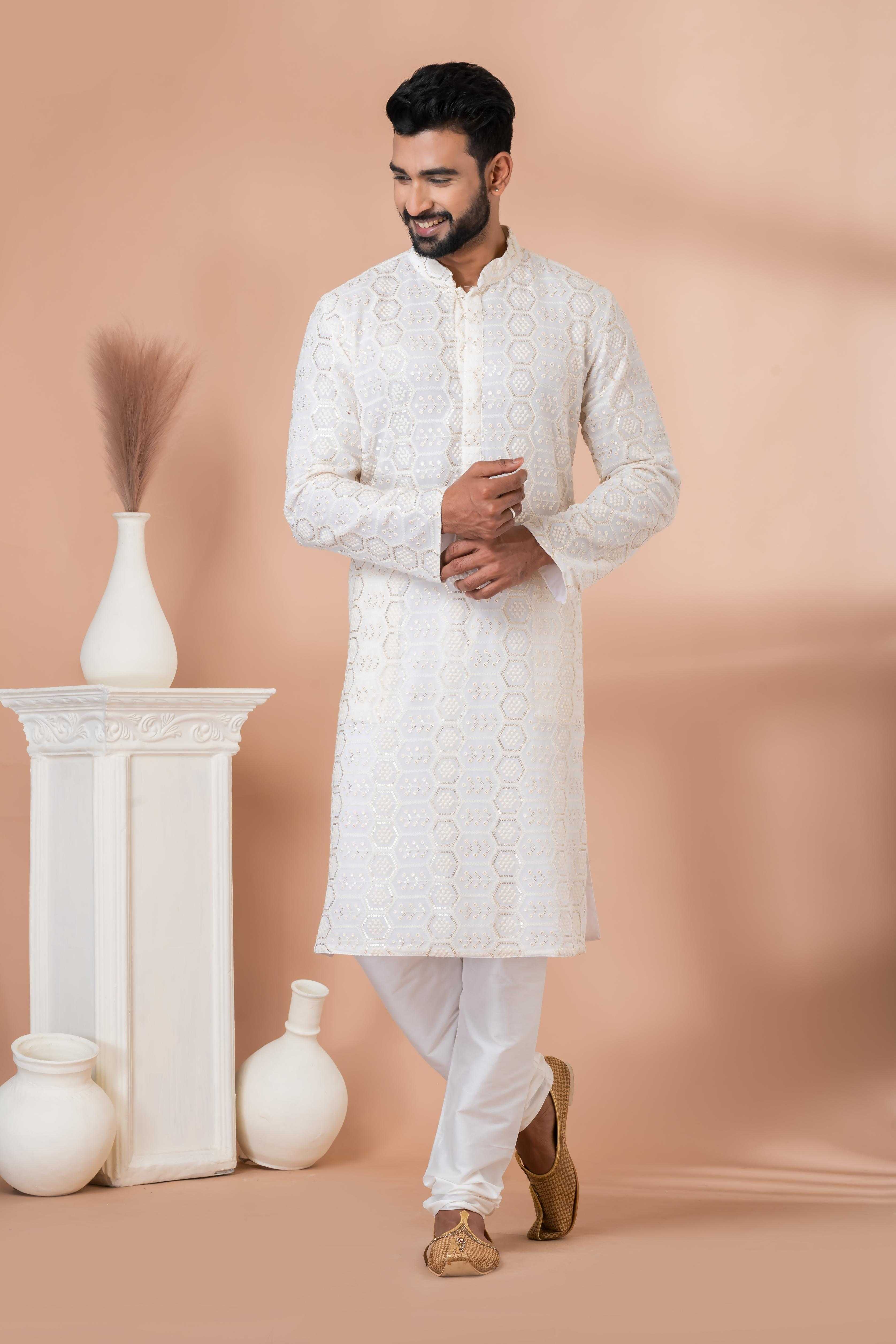 Ynf Georgette RIN223 3304B Mens Wear Festive Collections Wholesale Mens Kurtas Mens Kurta Pyjama Onam Collections Manufacturer