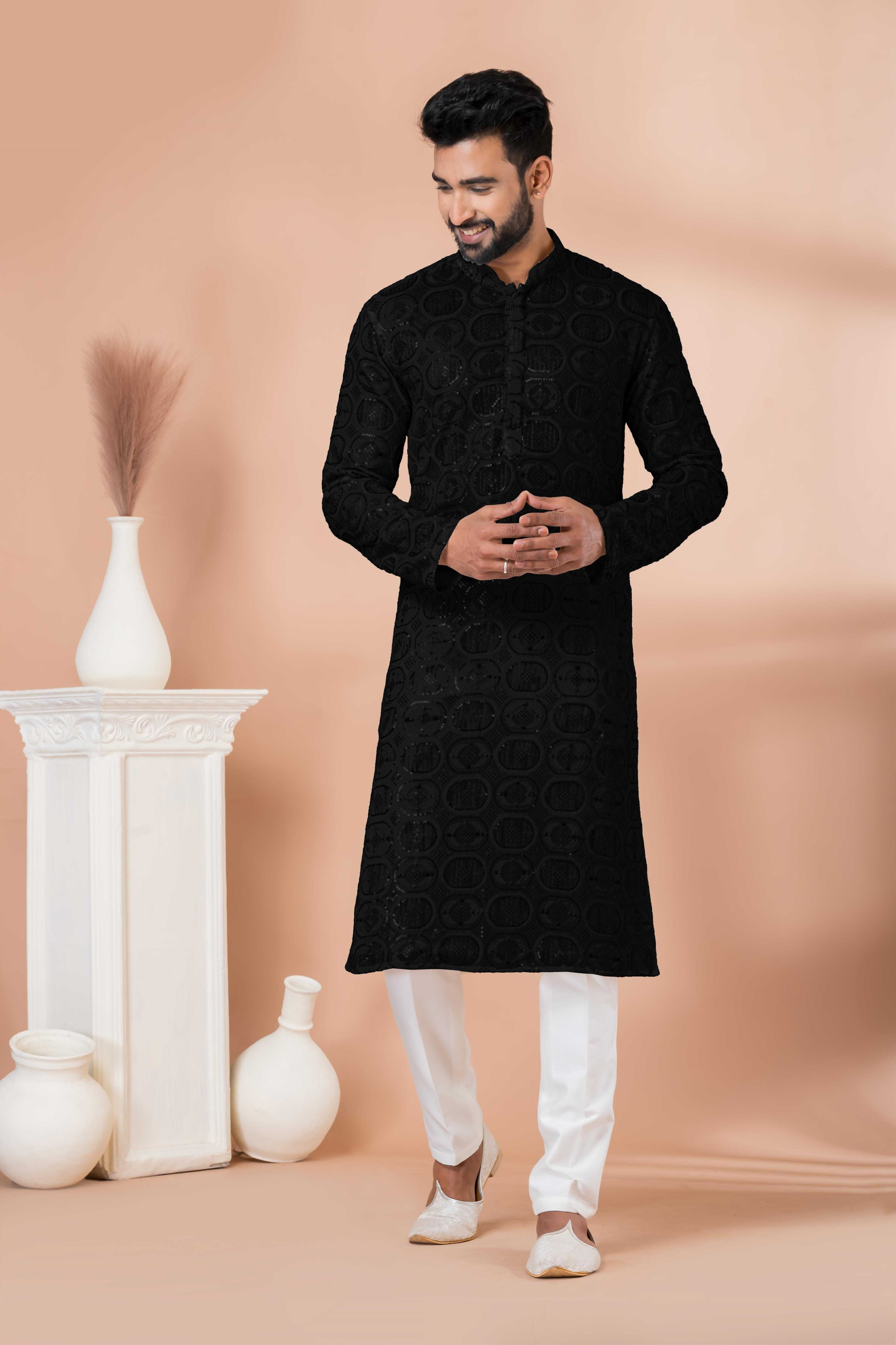 Ynf Georgette RIN223 3305B-B Mens Wear Wholesale Mens Kurtas Mens Kurta Pyjama Men Wedding kurta Manufacturer