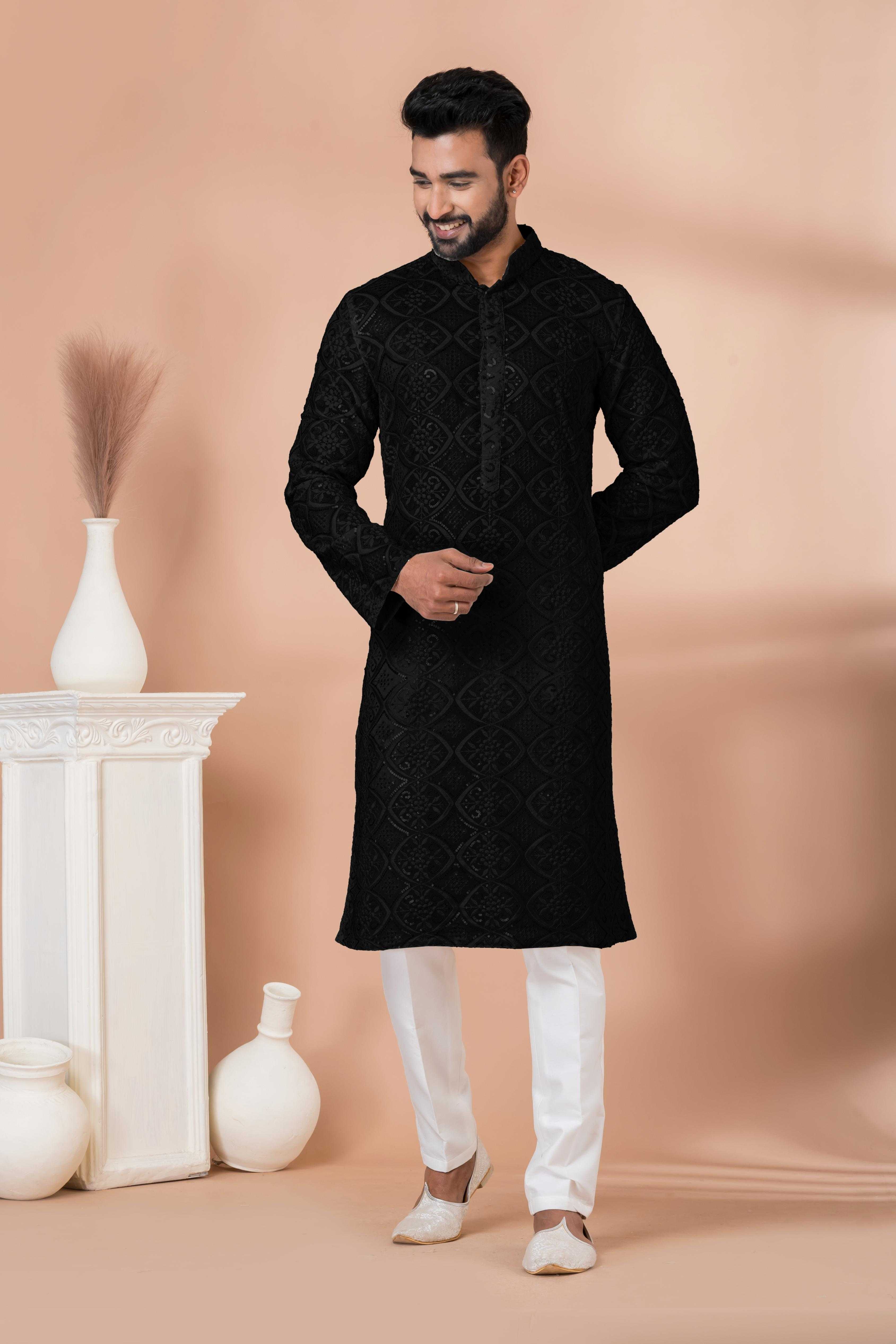 Ynf Georgette RIN223 3306B-A Mens Wear Wholesale Mens Kurtas Mens Kurta Pyjama Men Wedding kurta Manufacturer