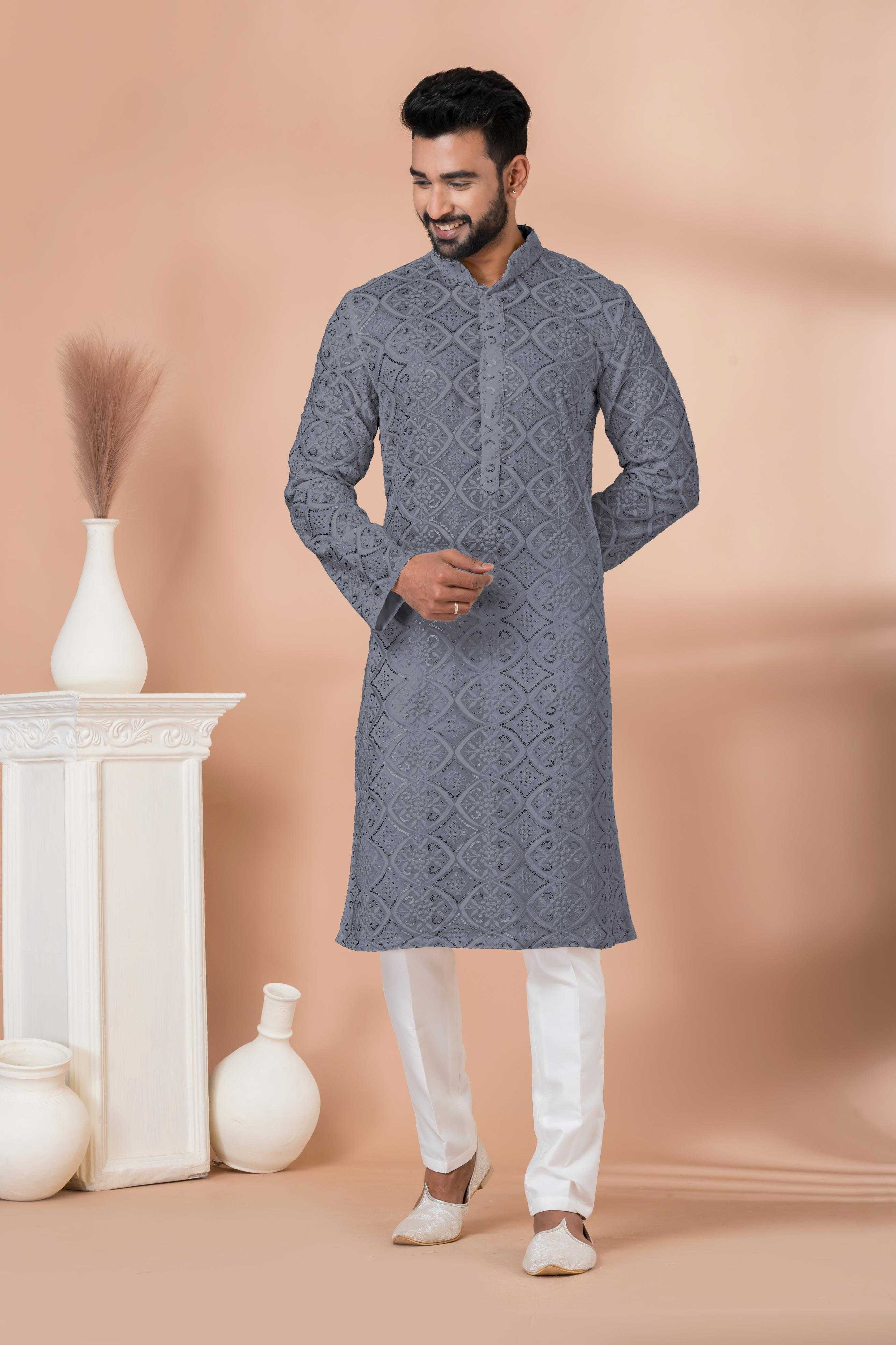 Ynf Georgette RIN223 3306G-B Mens Wear Wholesale Mens Kurtas Mens Kurta Pyjama Men Wedding kurta Manufacturer