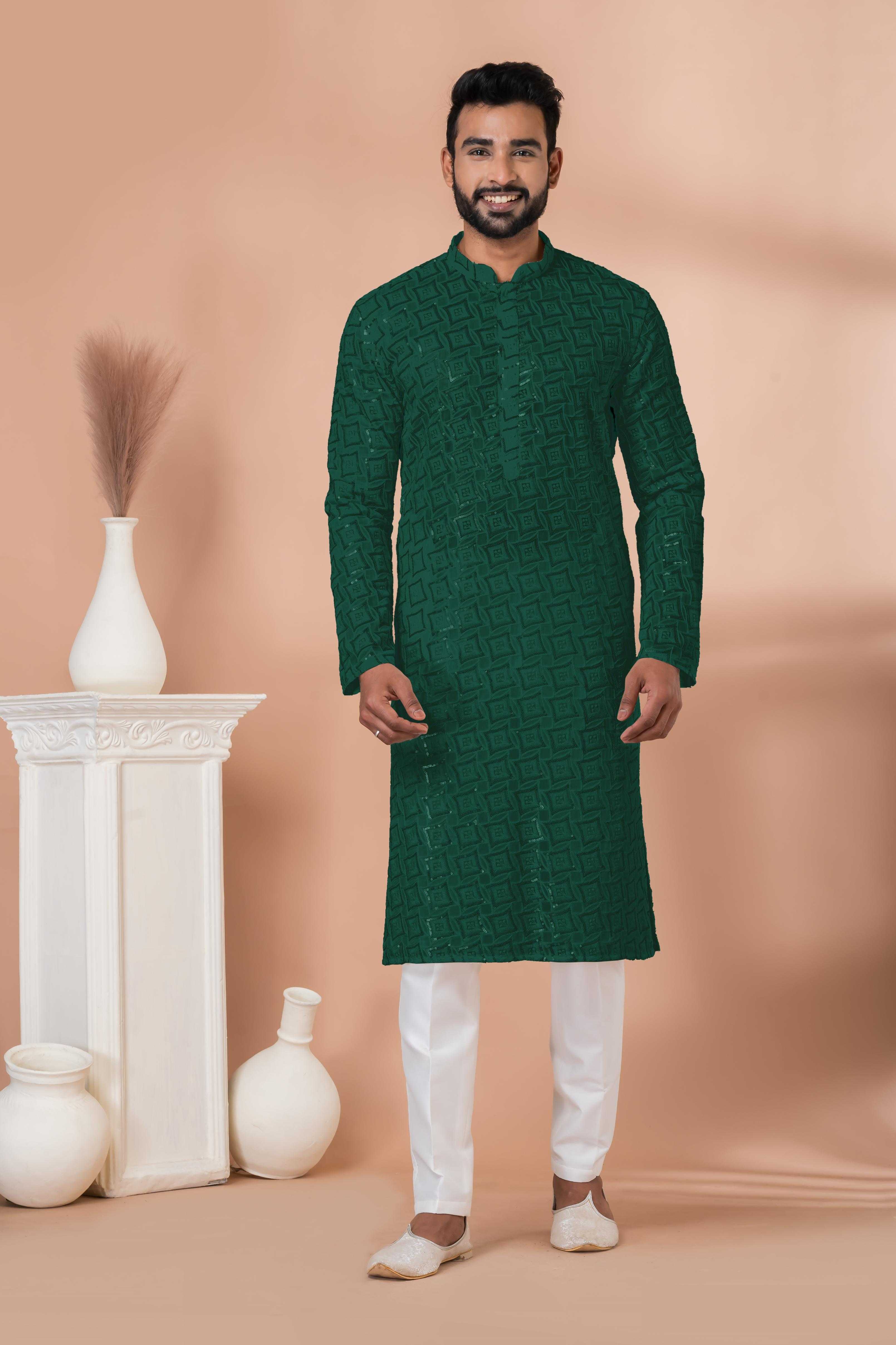 Ynf Georgette RIN223 3312R-A Mens Wear Wholesale Mens Kurtas Mens Kurta Pyjama Men Wedding kurta Manufacturer