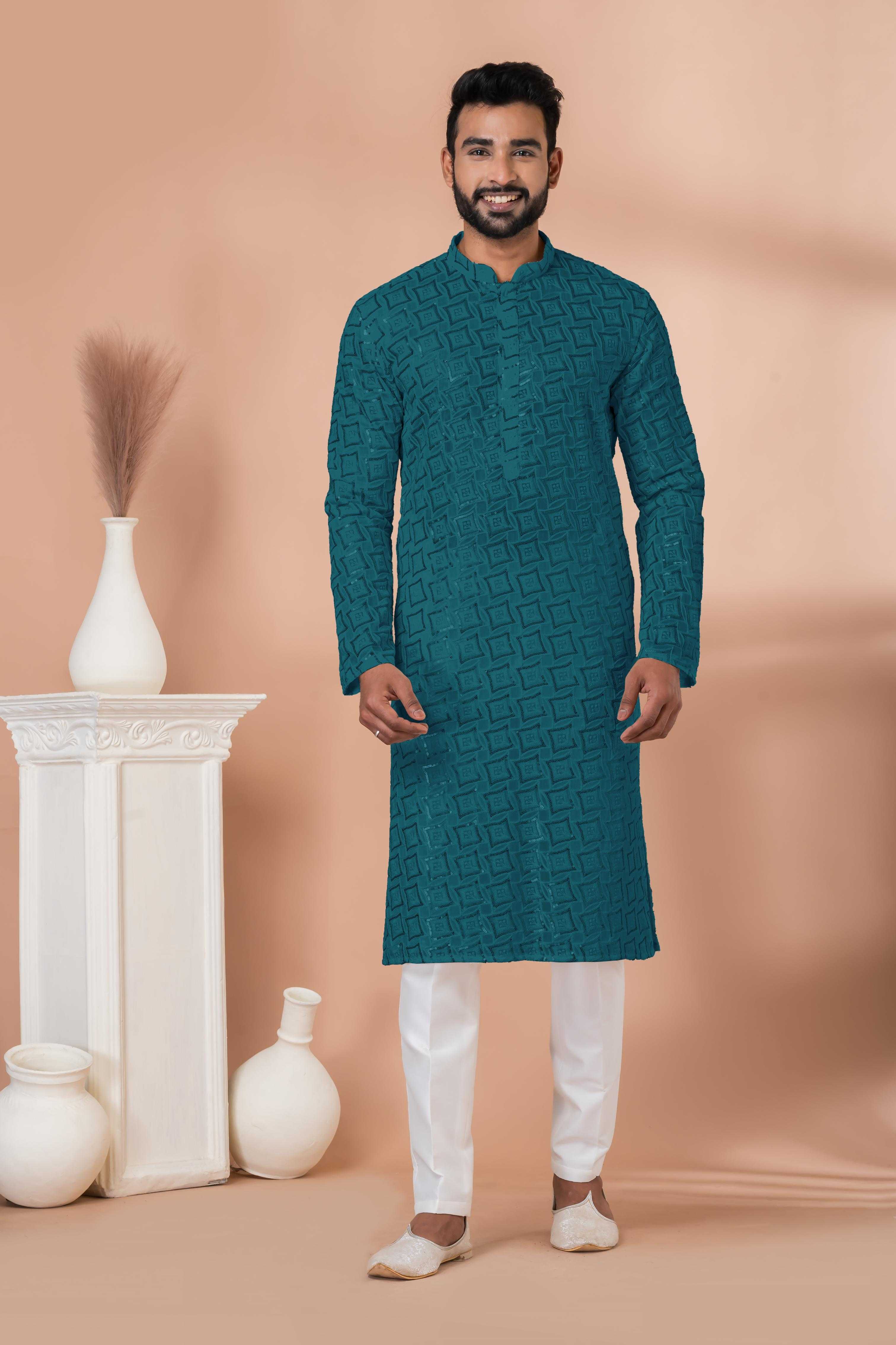 Ynf Georgette RIN223 3312T-B Mens Wear Wholesale Mens Kurtas Mens Kurta Pyjama Men Wedding kurta Manufacturer