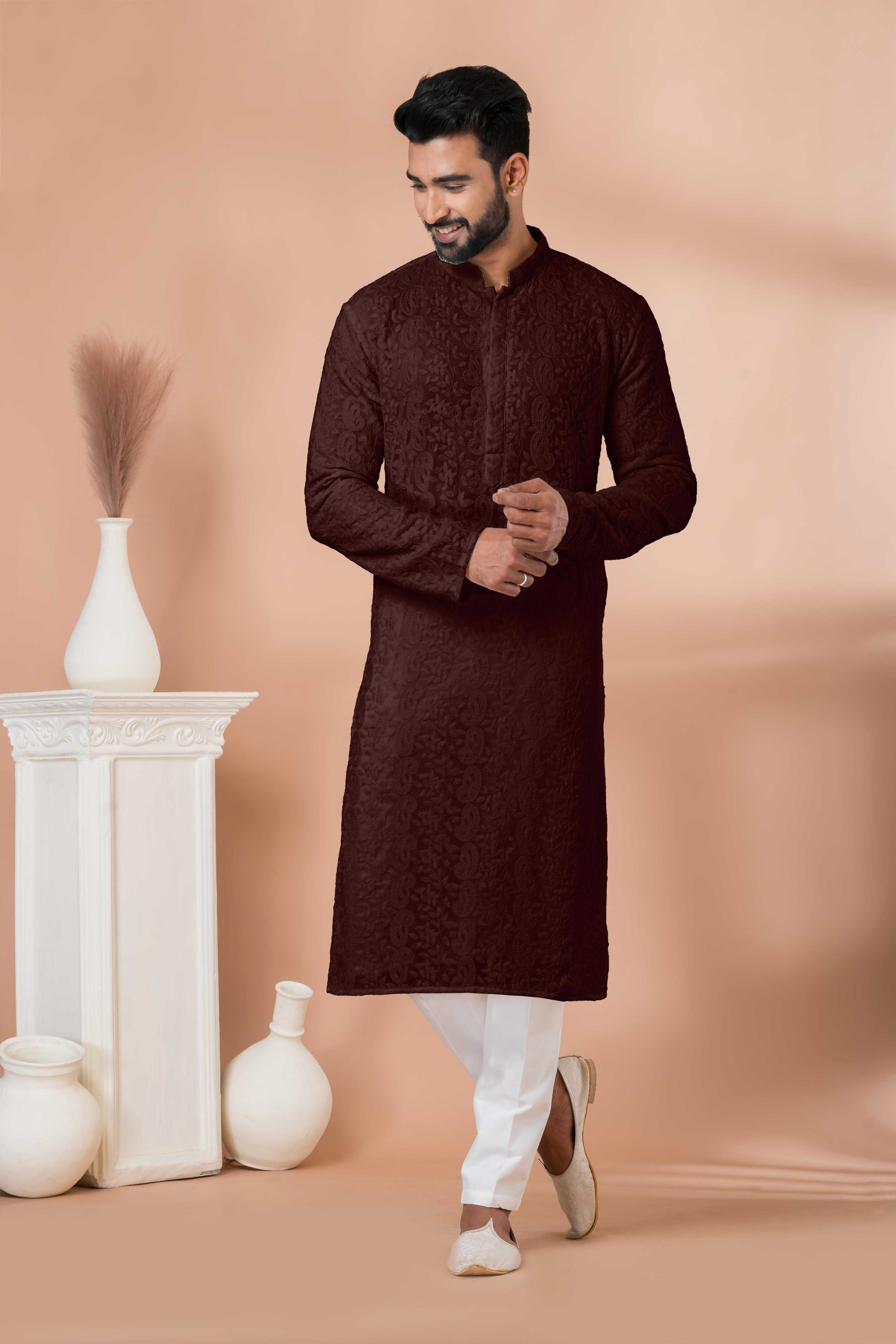 Ynf Georgette RIN223 3313C-A Mens Wear Wholesale Mens Kurtas Mens Kurta Pyjama Men Wedding kurta Manufacturer
