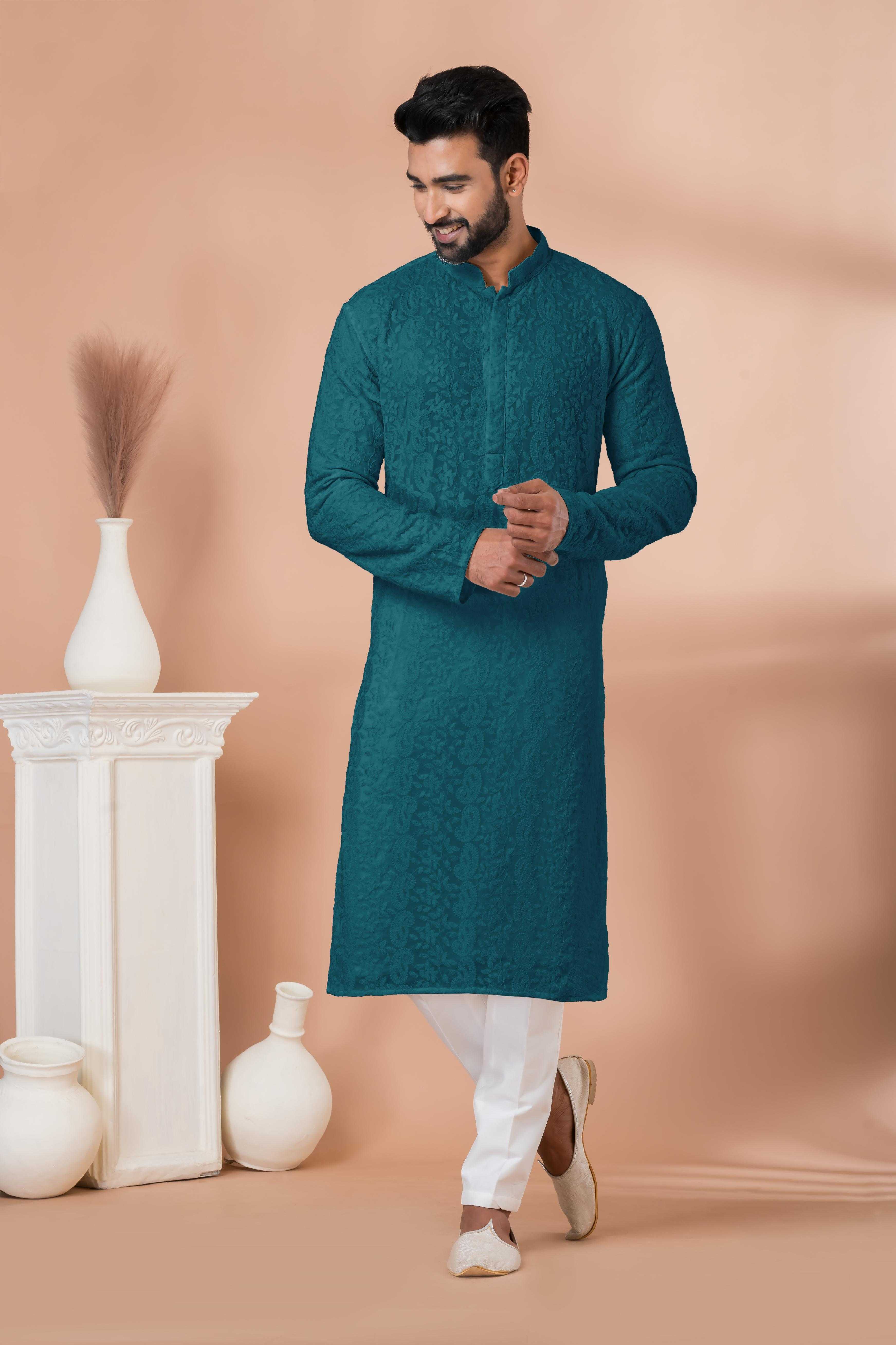 Ynf Georgette RIN223 3313T-A Mens Wear Wholesale Mens Kurtas Mens Kurta Pyjama Men Wedding kurta Manufacturer