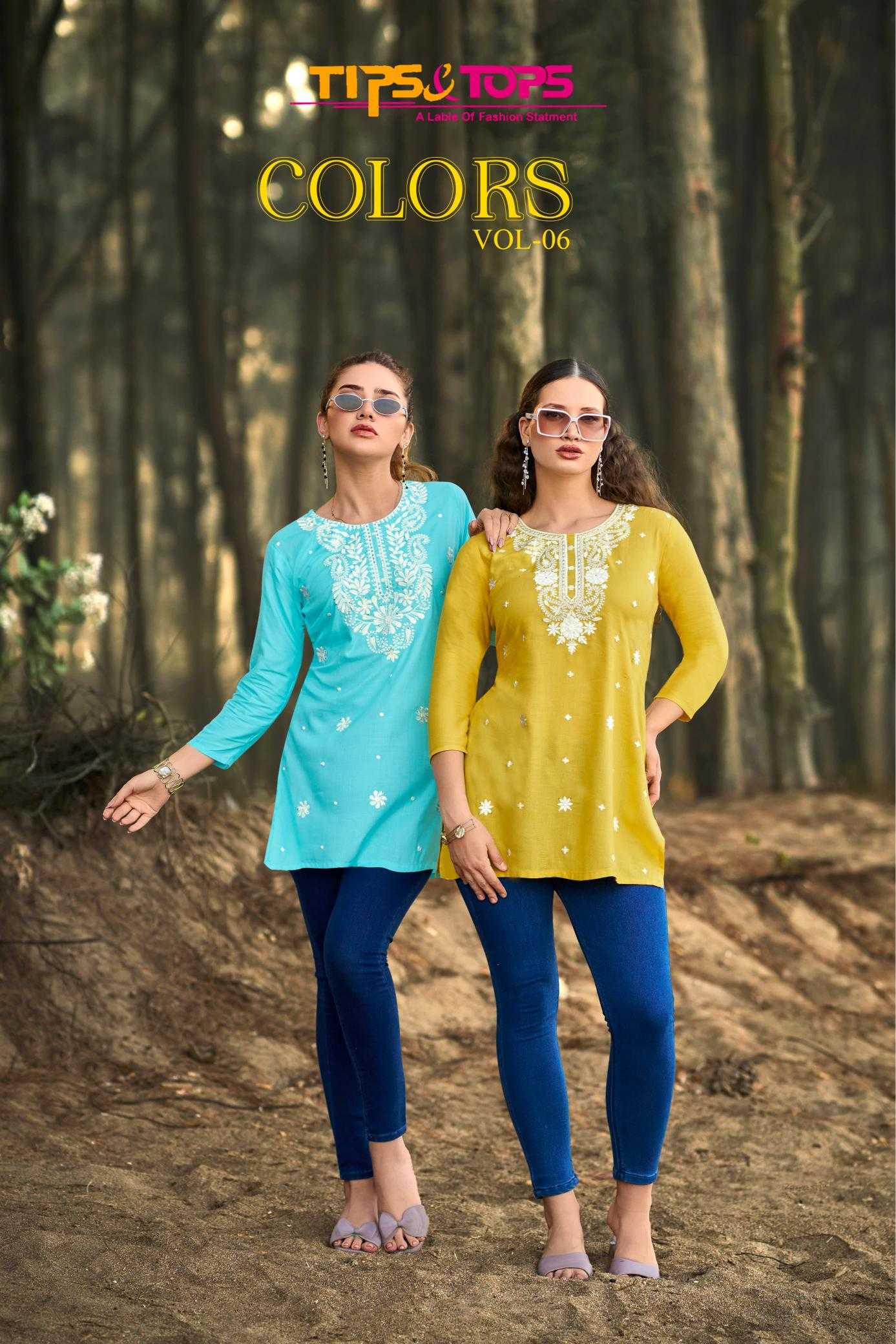 Ynf Heavy Rayon RIN190 TIPS & TOPS-COLORS VOL 06 Setwise Collections Wholesale Kurtis Catalogs Manufacturer