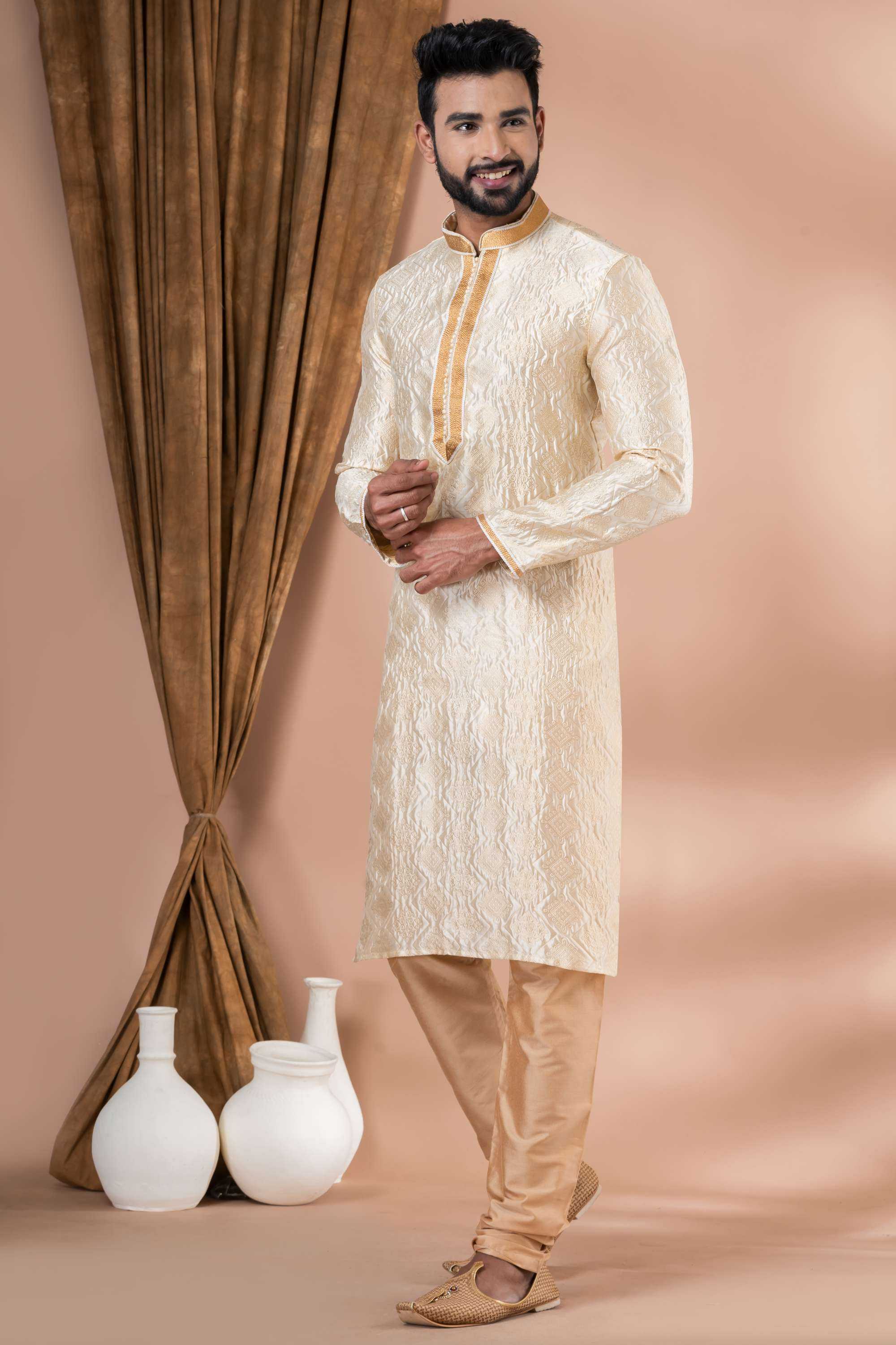 Ynf Jequard Silk RIN223 3422A Mens Wear Wholesale Mens Kurtas Mens Kurta Pyjama Men Wedding kurta Manufacturer