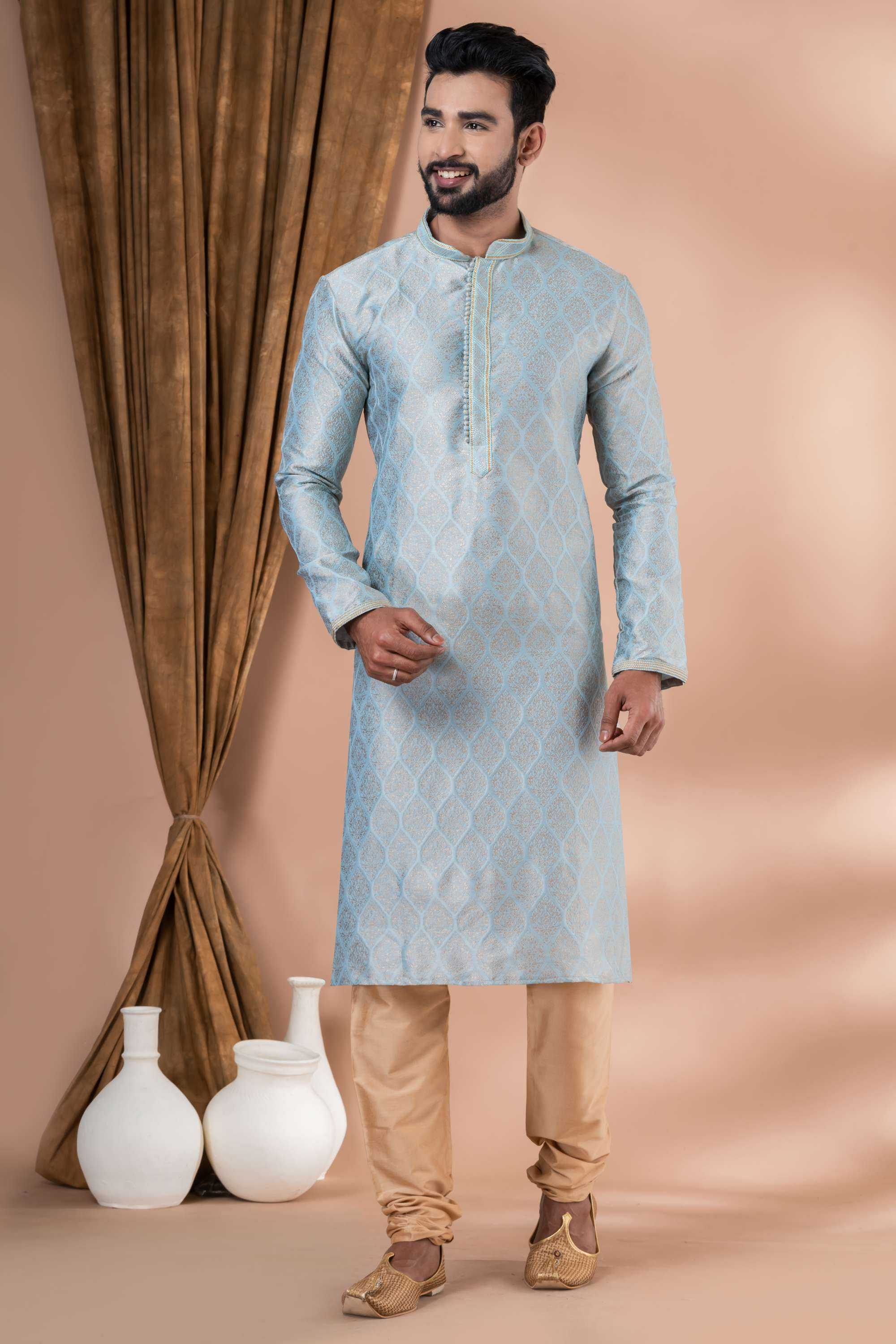 Ynf Jequard Silk RIN223 3424B Mens Wear Wholesale Mens Kurtas Mens Kurta Pyjama Men Wedding kurta Manufacturer