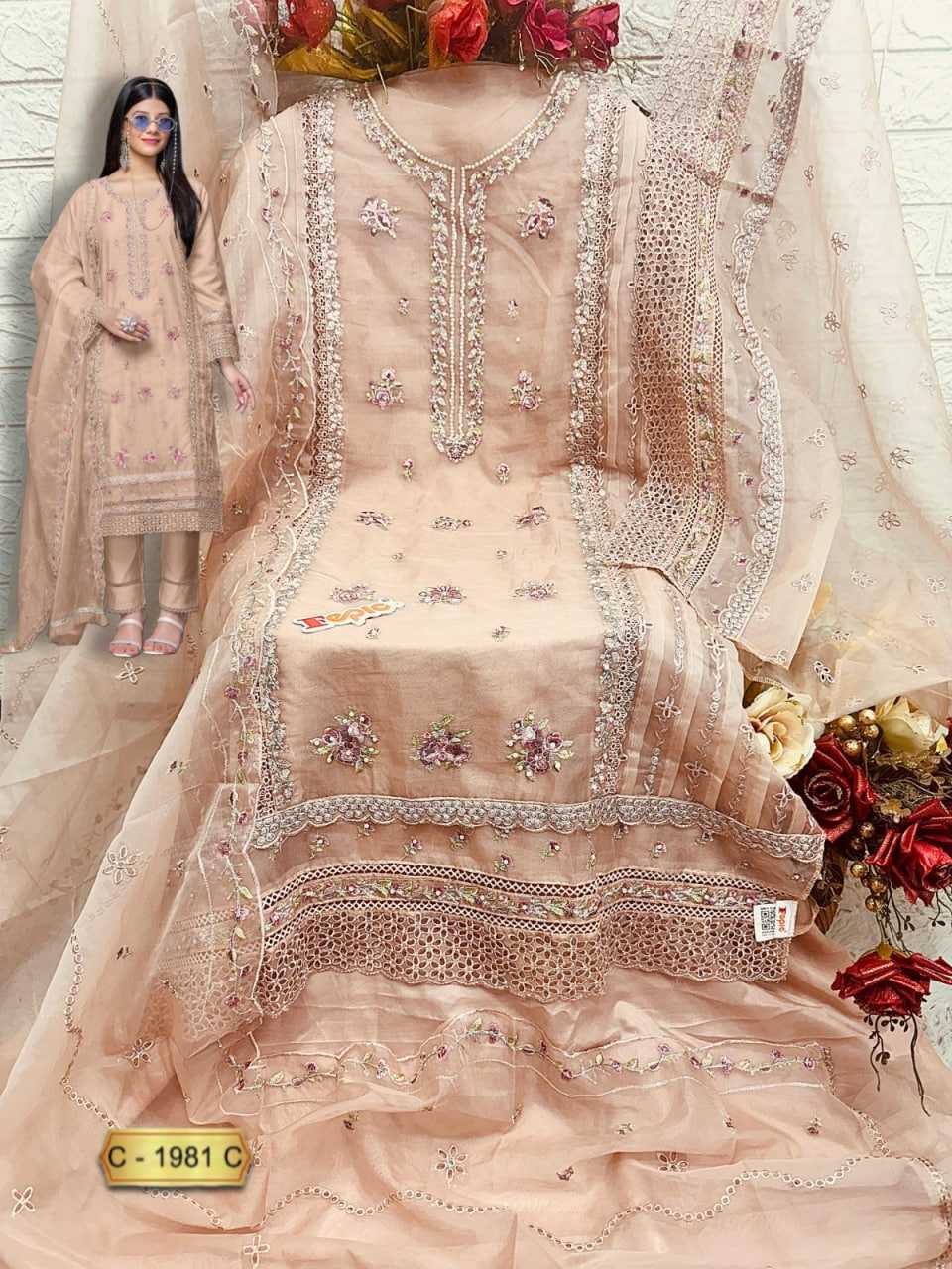 Ynf Organza KESH446 FEPIC ROSEMEEN-1981 Suits & Dresses Islamic Clothing Festive Collections Wholesale Pakistani Suits Kashmiri Suits Embroidered Suits Manufacturer