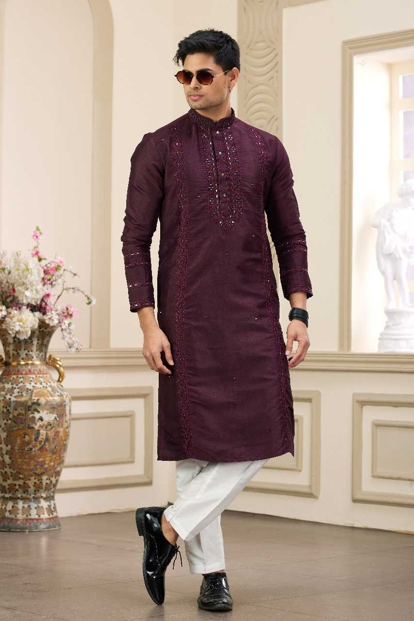 Ynf Art Silk RIN197 3102 Mens Wear Wholesale Mens Kurtas Mens Kurta Pyjama Embroidered Kurta Pajama Manufacturer