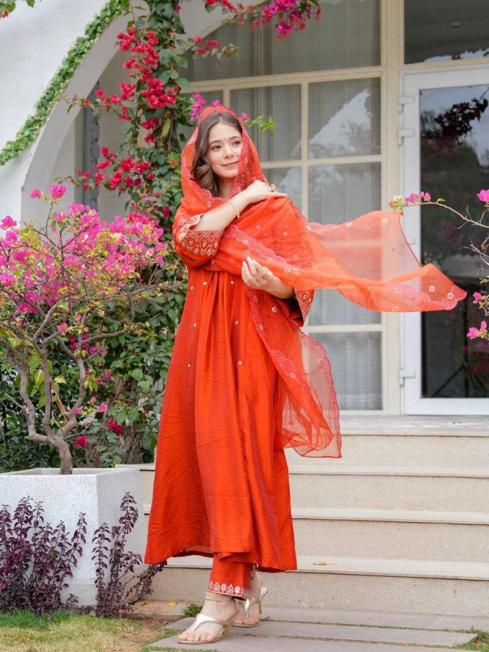 Ynf Chanderi Silk KESH529 637 Suits & Dresses Wholesale Embroidery Suits Anarkali Suits Churidar Suits Manufacturer