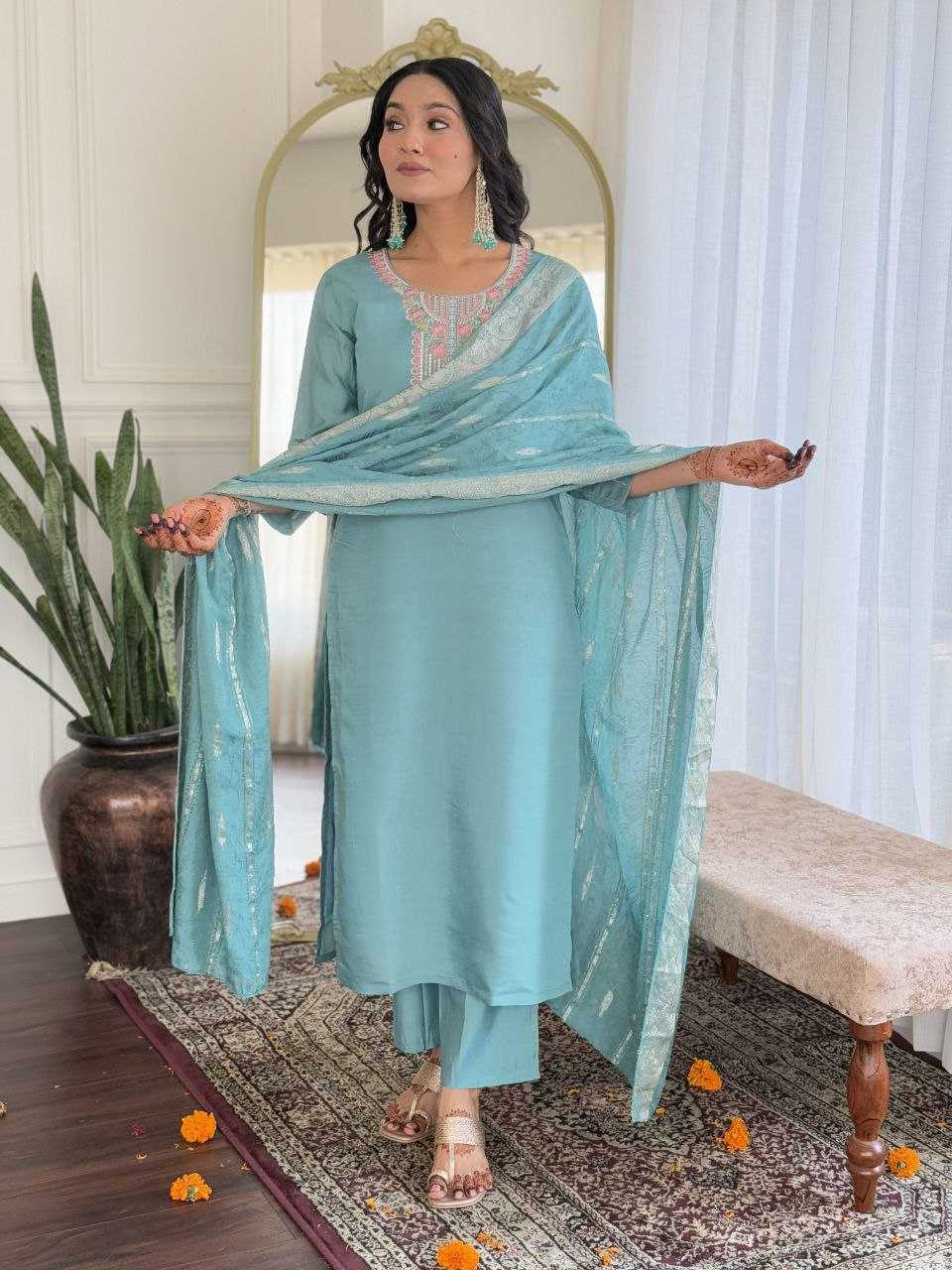 Ynf Chanderi Silk KESH529 AADHVI Suits & Dresses Wholesale Ladies Suits Embroidery Suits Party wear suits Chanderi Suit Manufacturer