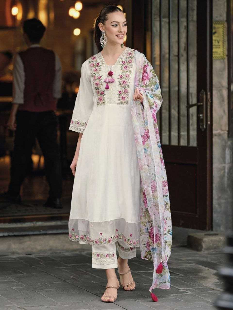 Ynf Chanderi Soft KESH529 03 Suits & Dresses Wedding Collections Festive Collections Wholesale Embroidery Suits Chanderi Suit Designer Suits Manufacturer