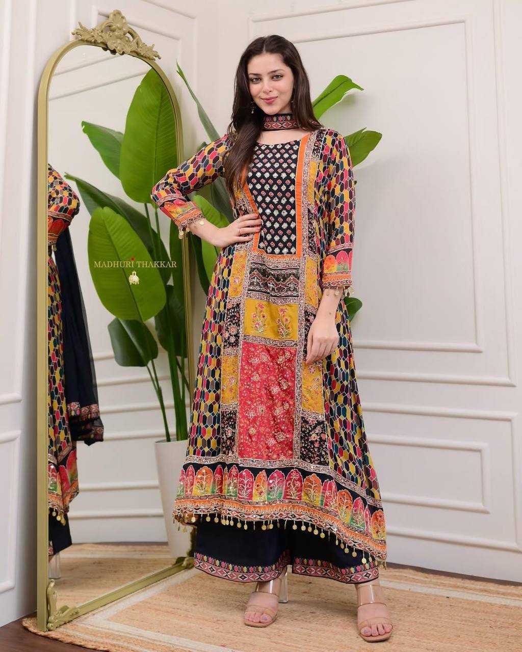 Ynf Chinon KESH501 BAALIKA Suits & Dresses Plus Size Collections Wholesale Embroidery Suits Party wear suits Manufacturer