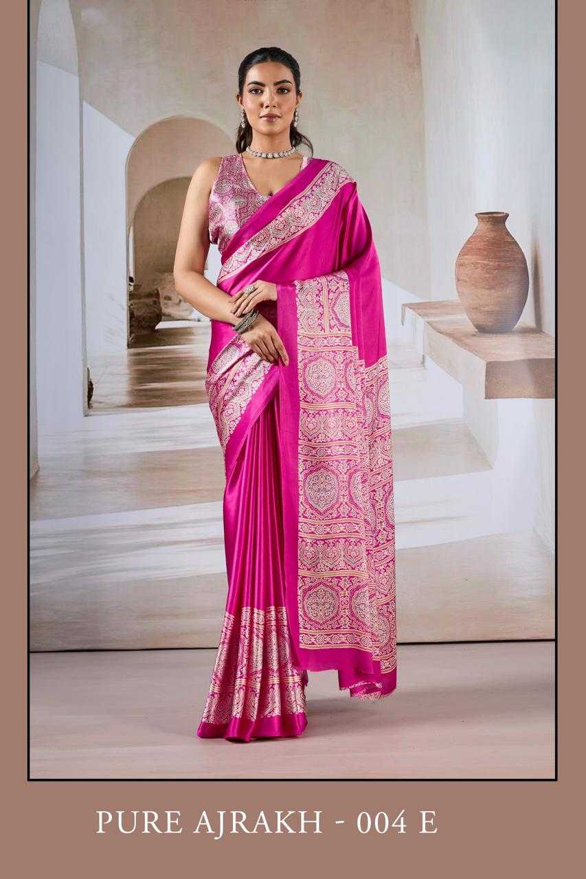 Ynf Crepe KESH519 Classic Sarees Wholesale Printed Sarees Crape Satin Sarees Ajrakh Sarees Manufacturer