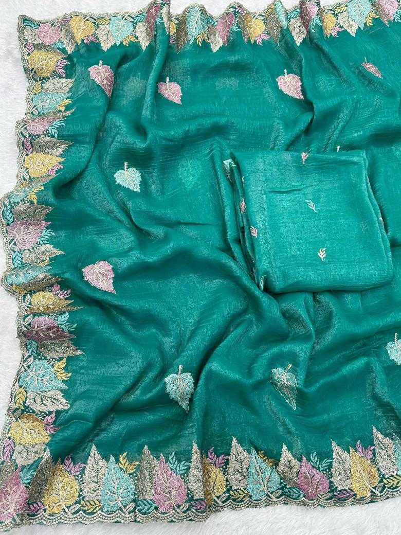 Ynf Crunchi KESH114 3832 Sarees Wholesale Embroidered Sarees Cutwork Saree Zari Border Sarees Manufacturer
