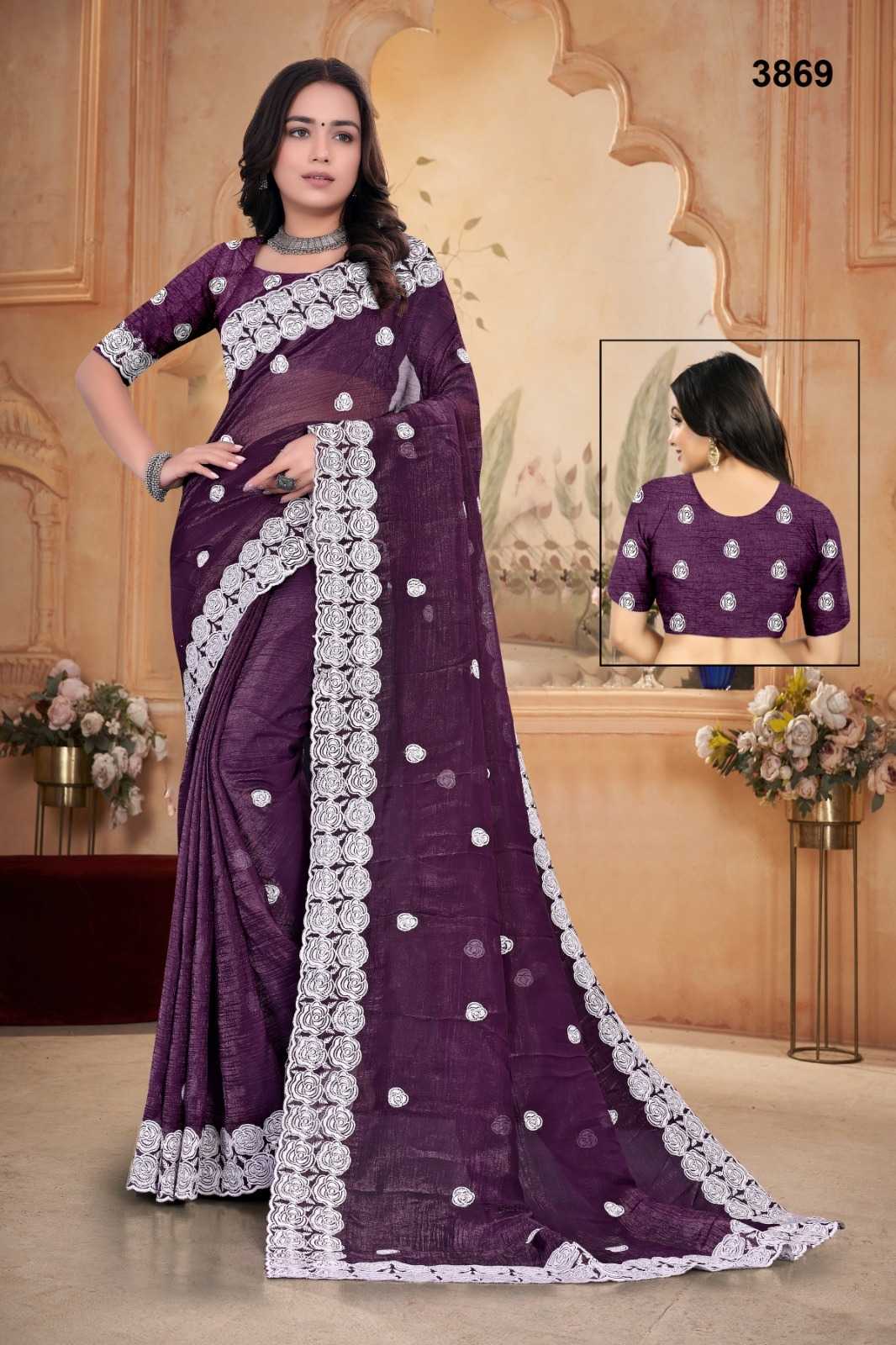 Ynf Crunchi KESH114 3869 Sarees Wholesale Designer Sarees Party Wear Sarees Cutwork Saree Manufacturer
