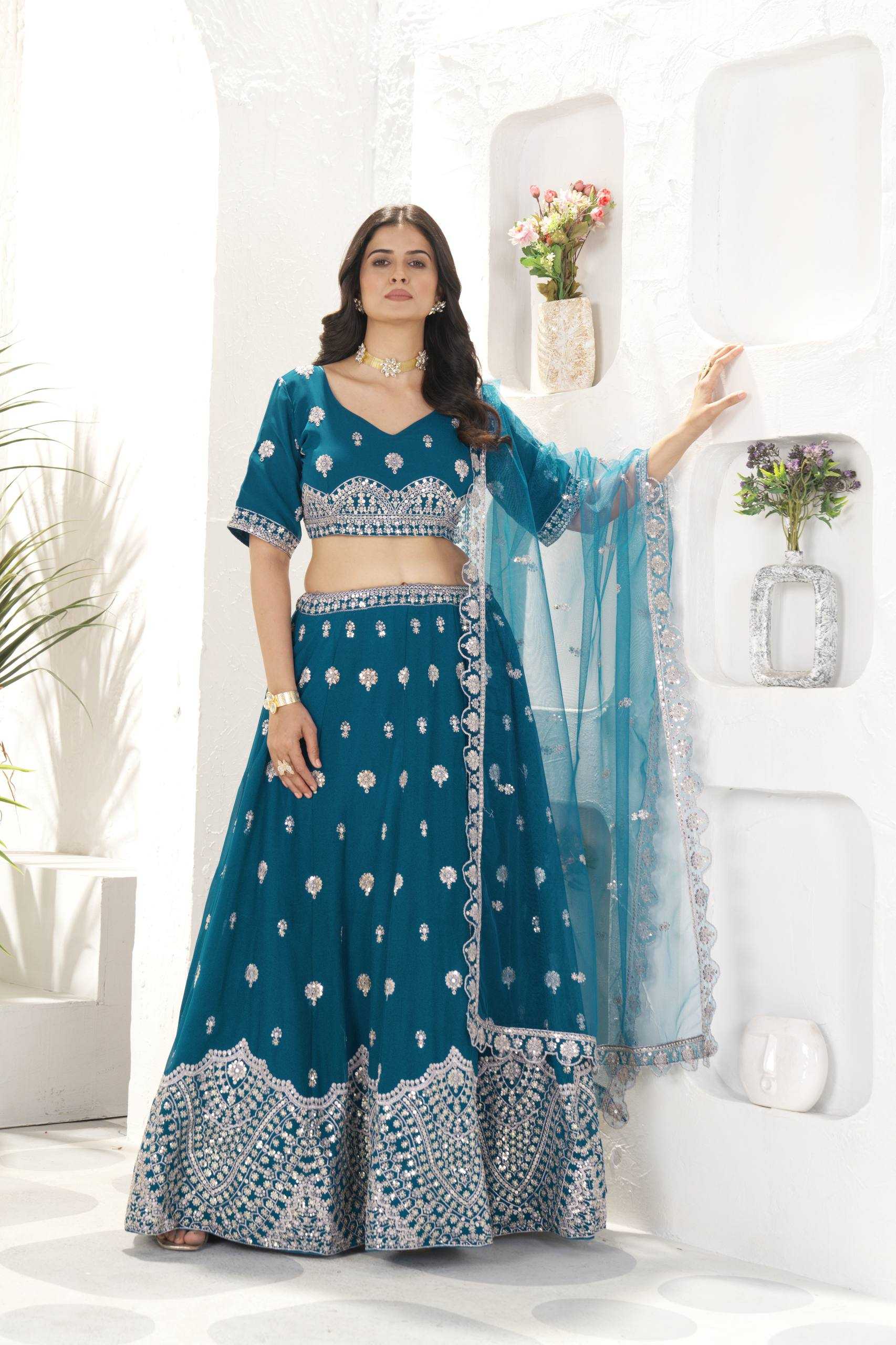 Ynf Faux Georgette KESH533 5077 Lehengas Wholesale Fancy Lehenga Bridal Lehenga Embroidered Lehenga Sequins Lehenga Lehenga With Cancan Manufacturer