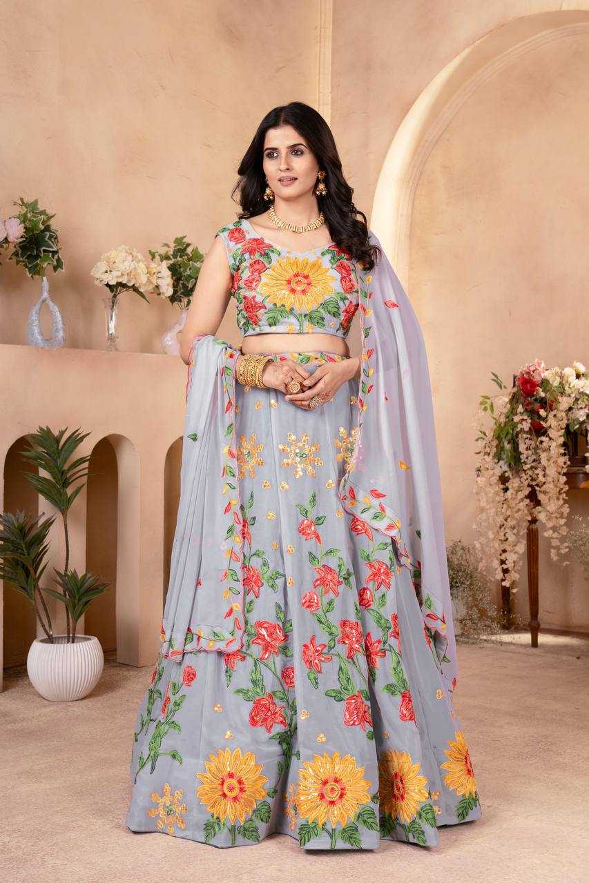 Ynf Faux Georgette KESH533 5089 Lehengas Wholesale Fancy Lehenga Embroidered Lehenga Lehenga For Haldi Sequins Lehenga Lehenga With Cancan Manufacturer
