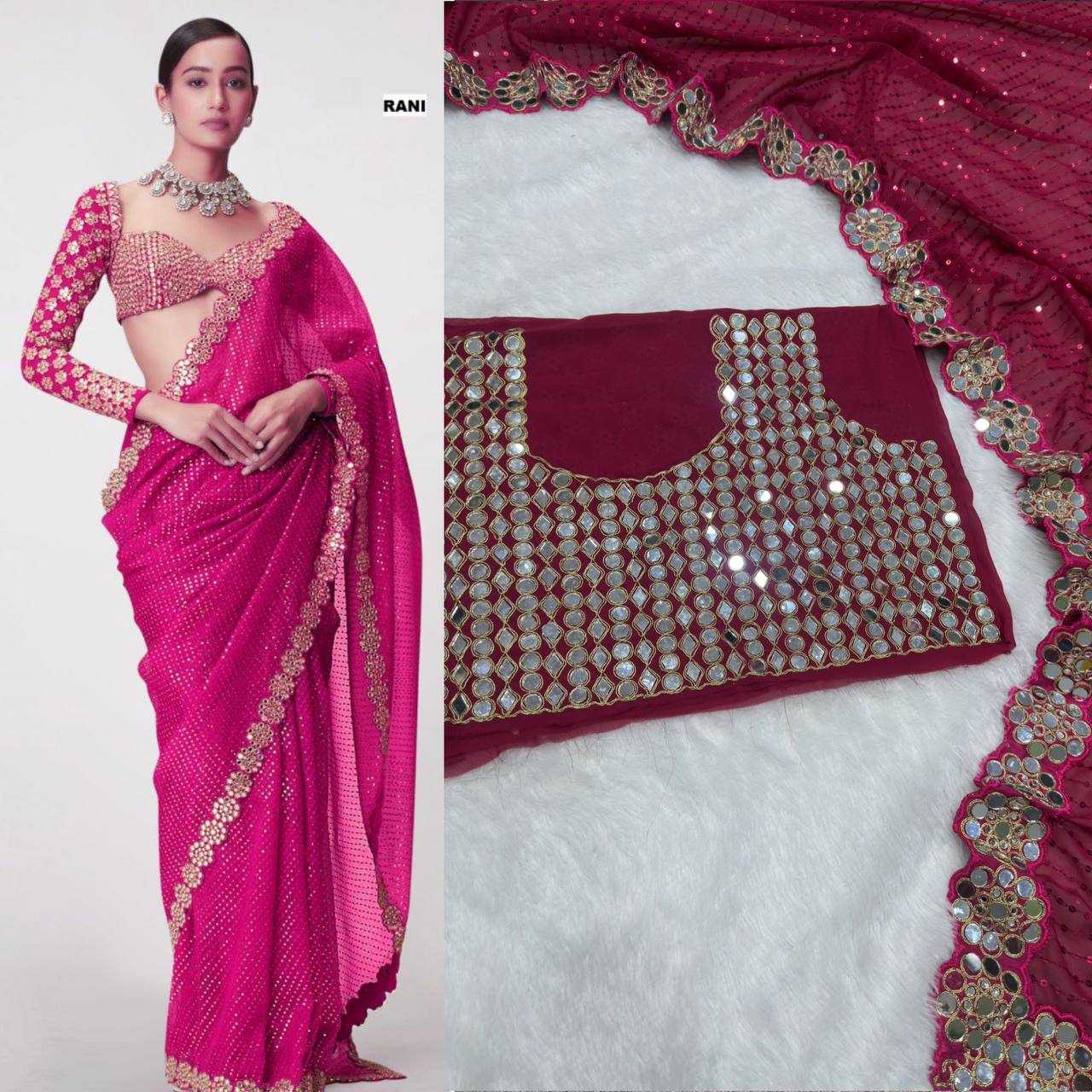 Ynf Faux Georgette KESH533 5094 Sarees Wholesale Party Wear Sarees Fancy Sarees Embroidered Sarees Lace Border Sarees Manufacturer