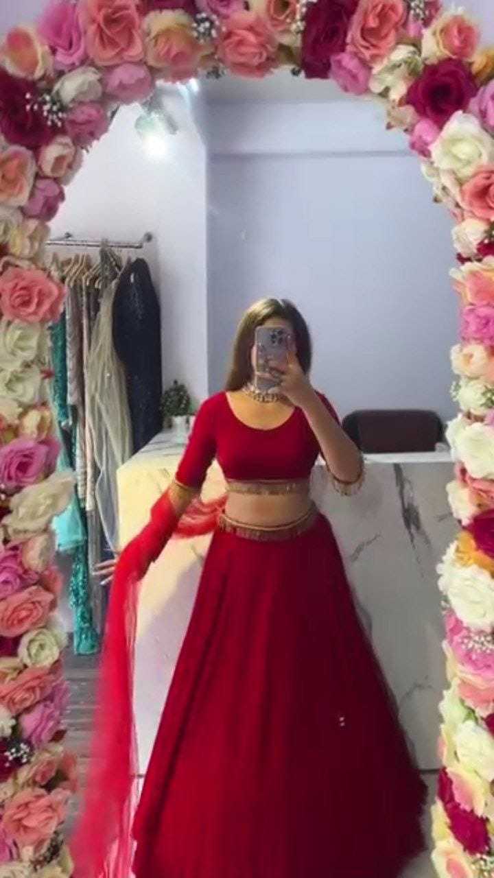 Ynf Faux Georgette RIN157 5121 Lehengas Plus Size Collections Wholesale Wedding Lehenga Georgette Lehenga Red Lehenga Manufacturer