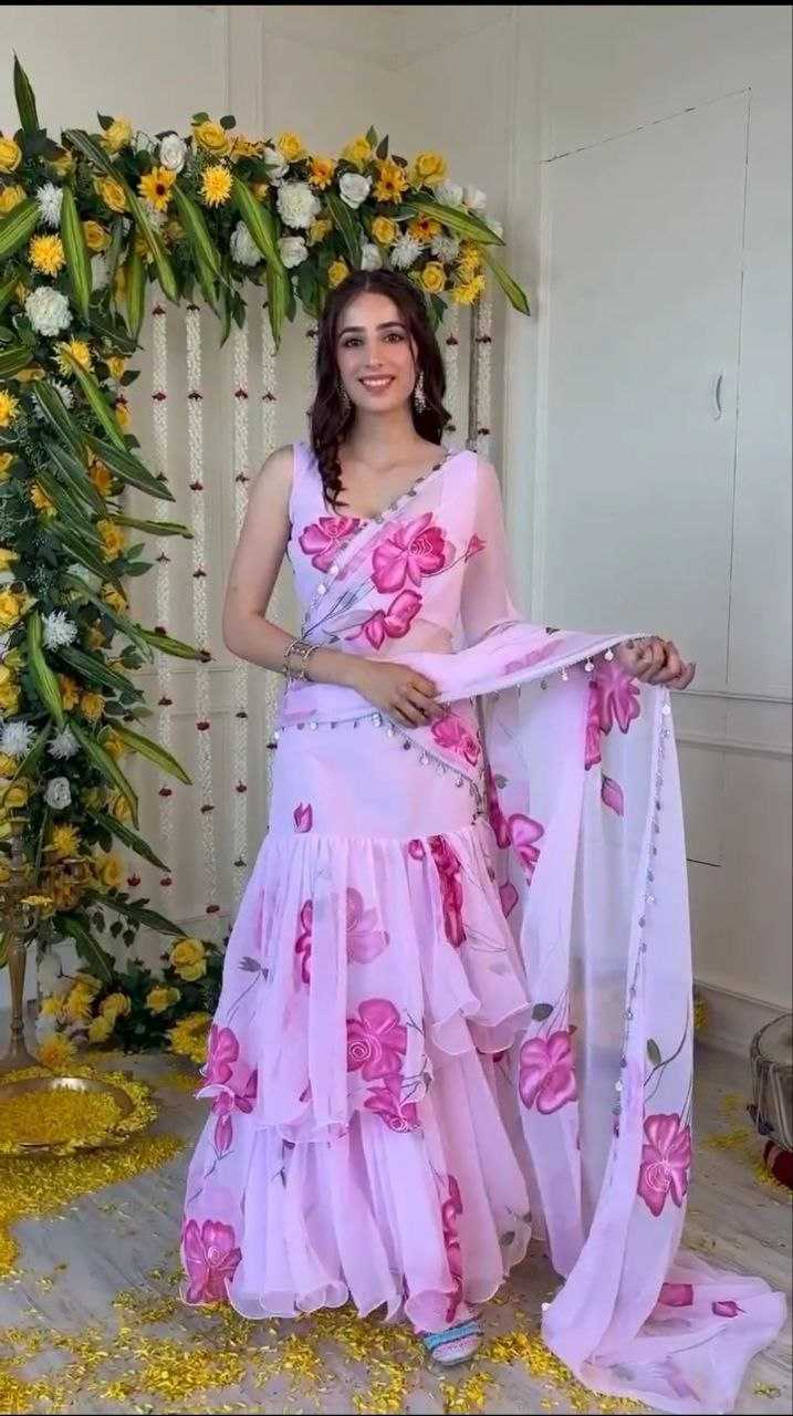 Ynf Georgette KESH508 1012 Sarees Wholesale Printed Sarees Lehenga Sarees Ruffle Sarees Manufacturer