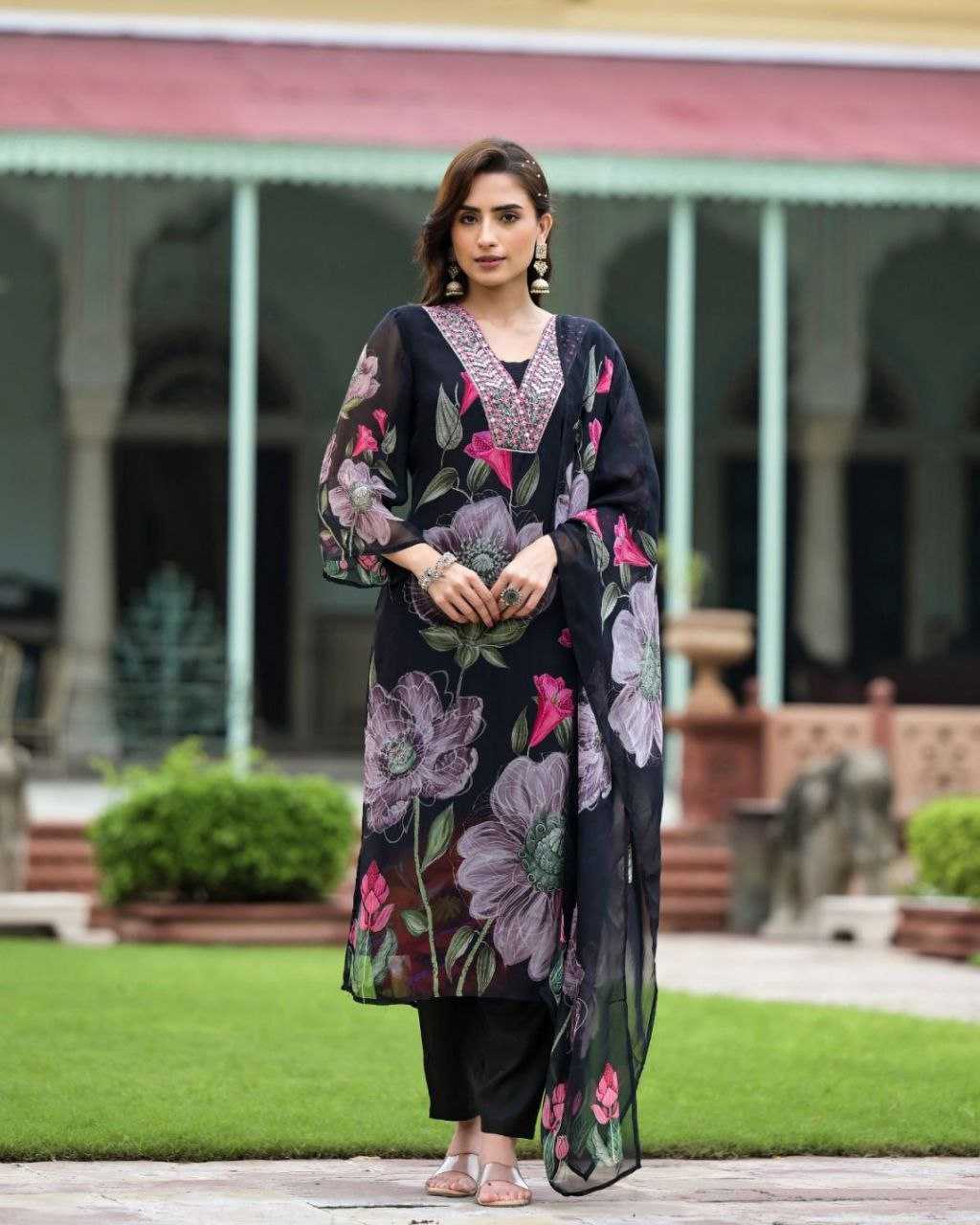 Ynf Georgette KESH529 SONIKA Suits & Dresses Wedding Collections Festive Collections Wholesale Georgette Suit Embroidered Suits Party Wear Dresses Manufacturer