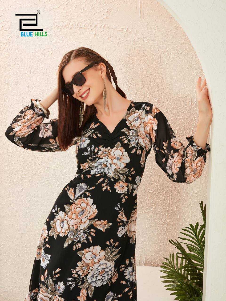 Ynf Georgette RIN125 BLOSSOM Gowns Wholesale Printed Gowns Georgette Gown Manufacturer