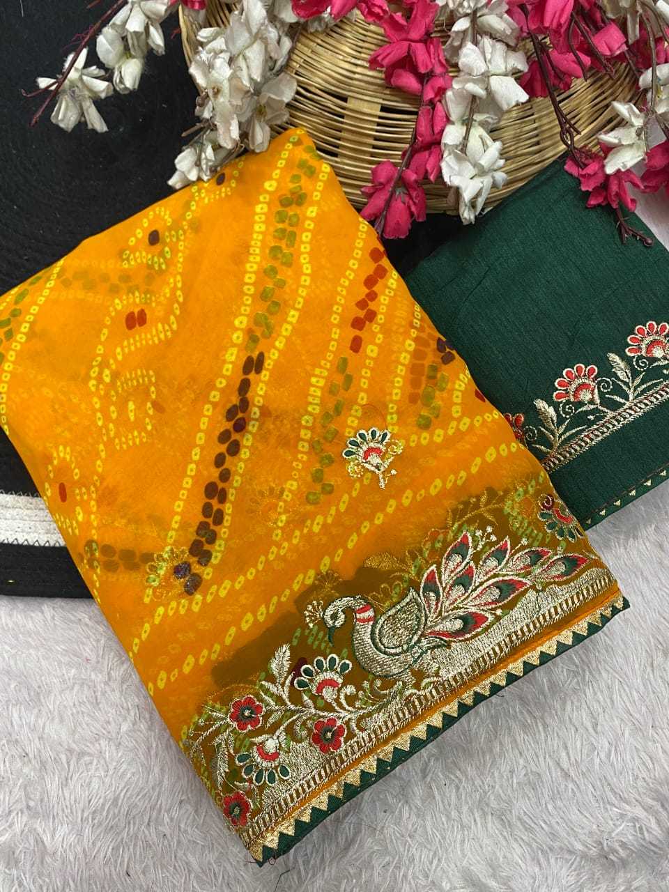 Ynf Georgette RIN171 910 Sarees Wedding Collections Festive Collections Wholesale Georgette Sarees Embroidered Sarees Haldi Outfits Manufacturer