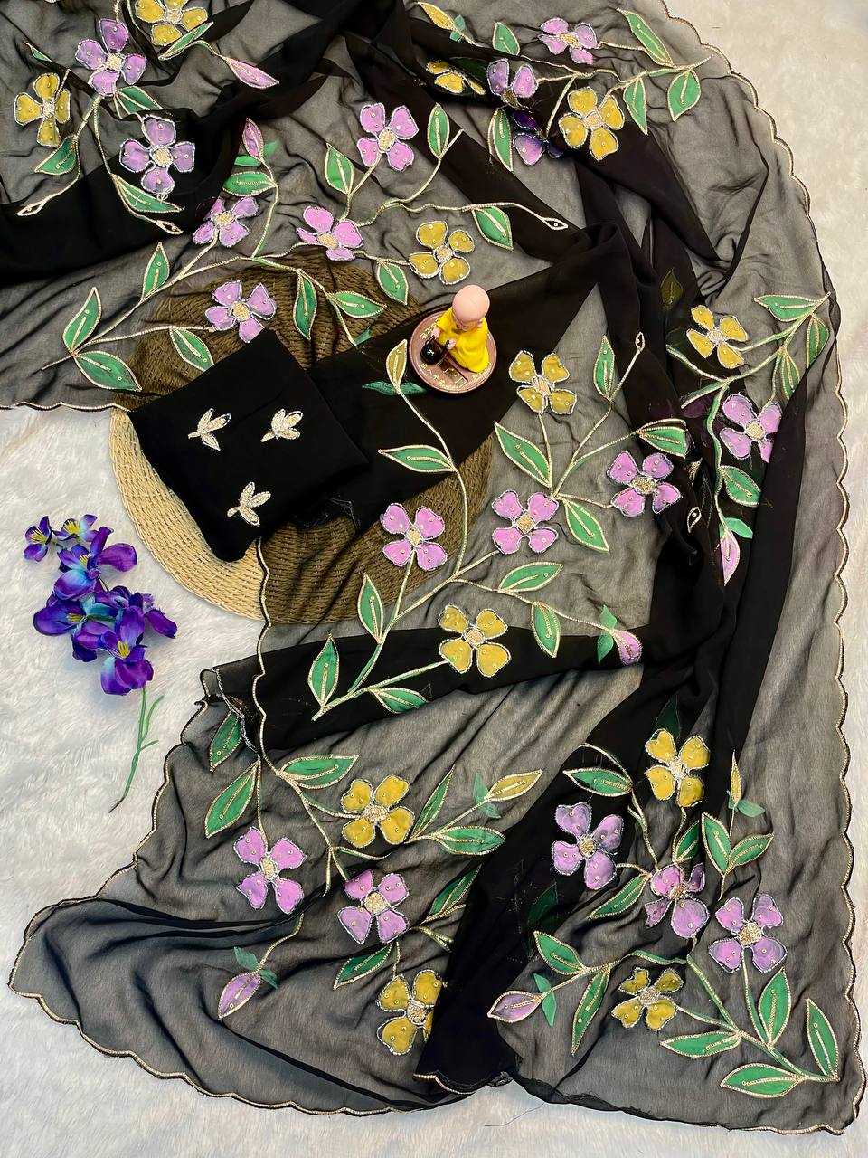Ynf Georgette RIN187 753 Sarees Wholesale Fancy Sarees Hand Work Sarees Manufacturer