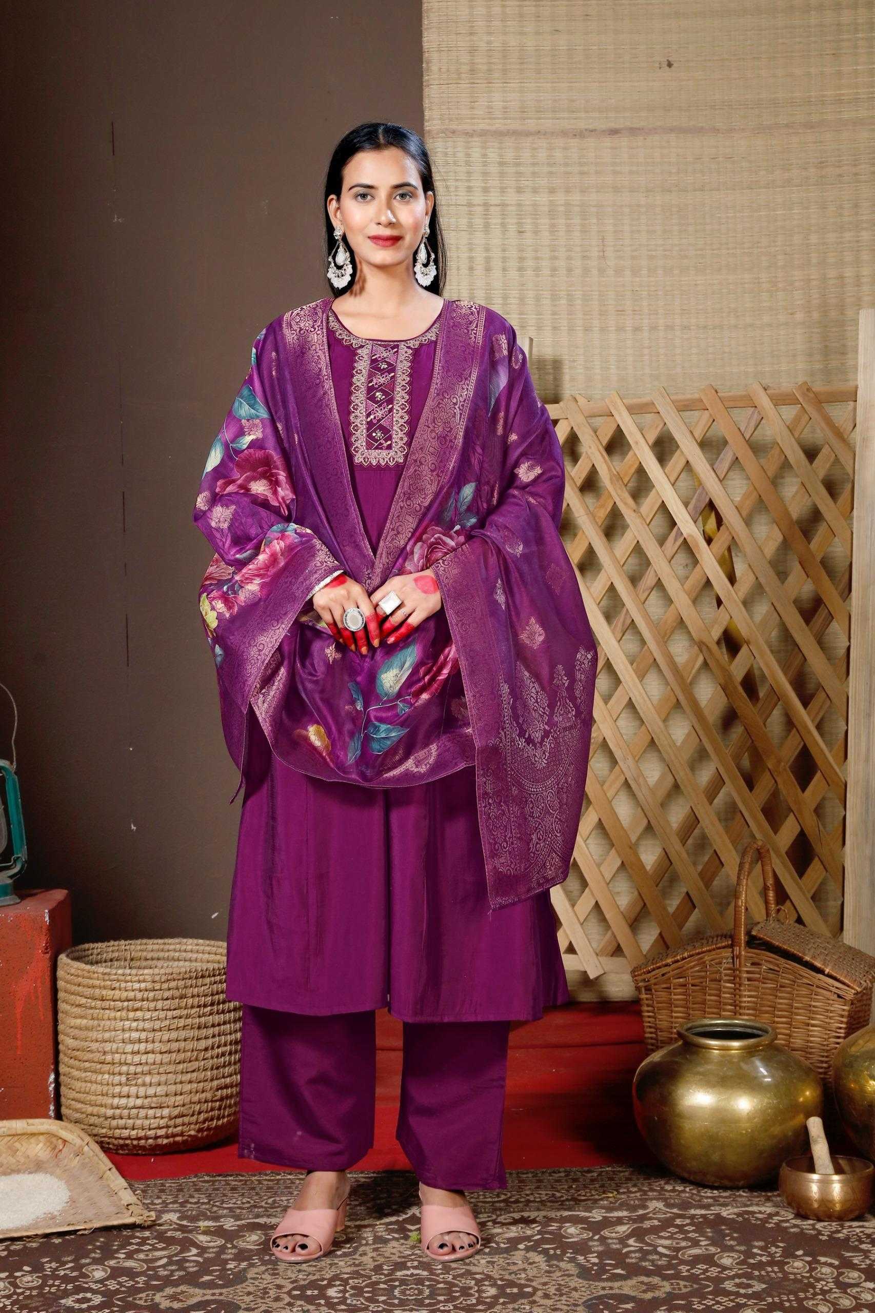 Ynf Heavy Roman Silk RIN190 GHUNGRU Setwise Collections Wholesale Gowns Catalogs Manufacturer