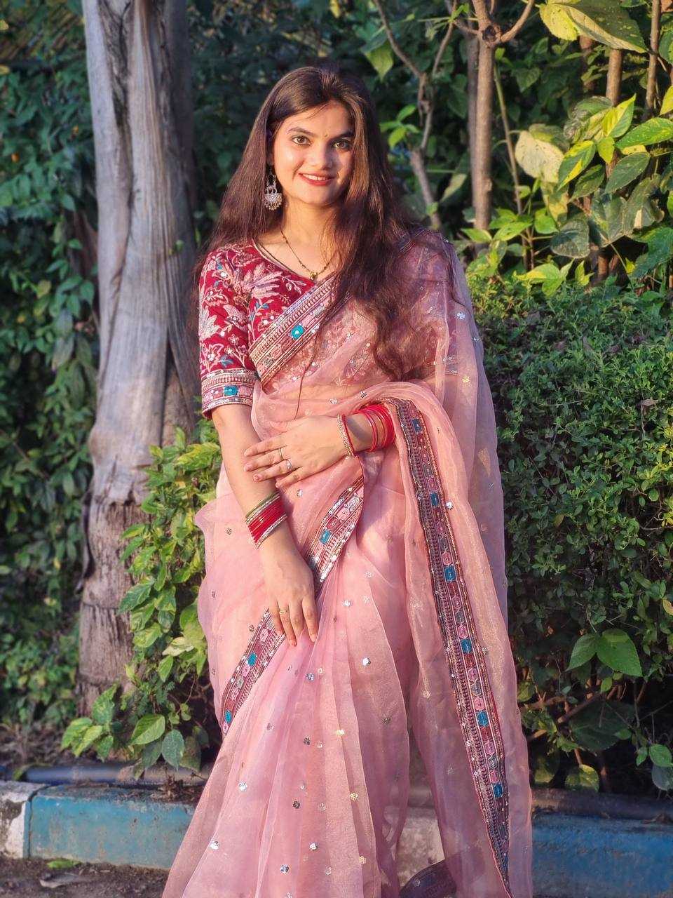 Ynf Organza Silk KESH533 5045 Sarees Wholesale Party Wear Sarees Fancy Sarees Sequence Sarees Embroidered Sarees Lace Border Sarees Manufacturer