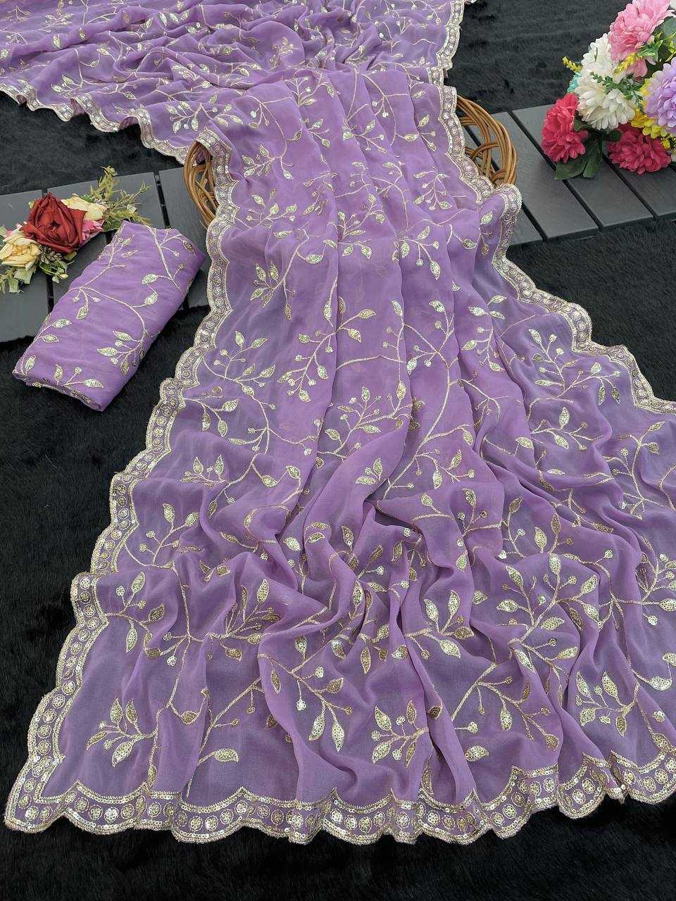 Ynf Premium Georgette RIN187 758 Sarees Wholesale Party Wear Sarees Sequins Work Saree Manufacturer