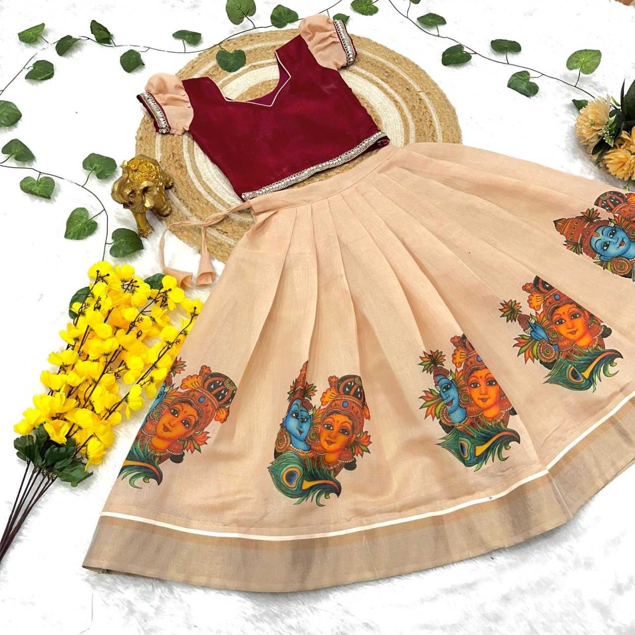 Ynf Rose Gold KESH505 unforgettable Kids Wear Festive Collections Wholesale Kids Lehenga Onam Collections Manufacturer