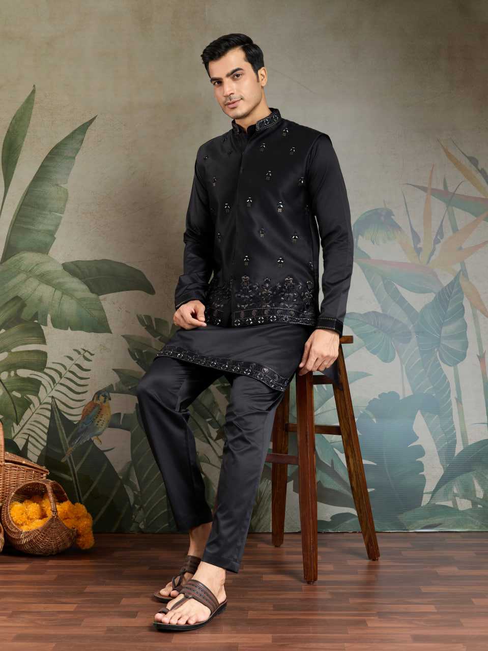 Ynf Silk RIN202 61101 Western Wears Mens Wear Festive Collections Wholesale Mens Kurtas Silk Kurta Embroidered Kurta Pajama Manufacturer