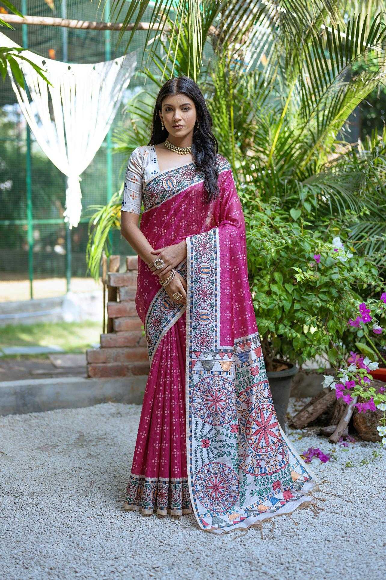 Ynf Tussar Silk KESH532 YOGITA MADHUBANI 2 Sarees Wholesale Fancy Sarees Madhubani Sarees Tussar Sarees Manufacturer