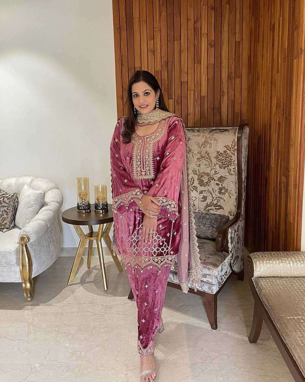 Ynf Velvet KESH499 828 Suits & Dresses Wholesale Velvet Suits Embroidery Suits Party wear suits Manufacturer