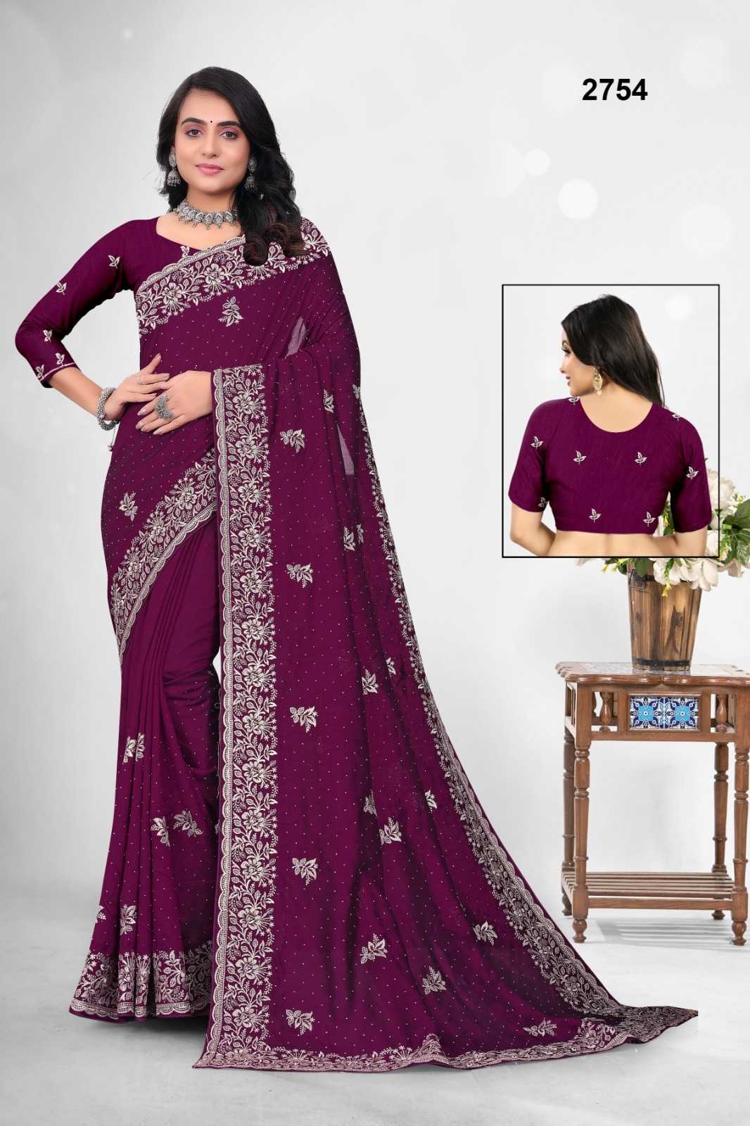 Ynf Vichitra Silk KESH114 2754-DARK Silk Sarees Wholesale Designer Silk Sarees Zari Border Silk Sarees Silk Sarees With Stone Work Manufacturer