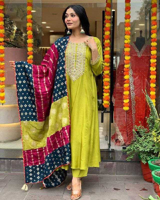 Ynf Viscose Chanderi KESH529 KRITI Suits & Dresses Wedding Collections Festive Collections Wholesale Embroidery Suits Party wear suits Chanderi Suit Manufacturer