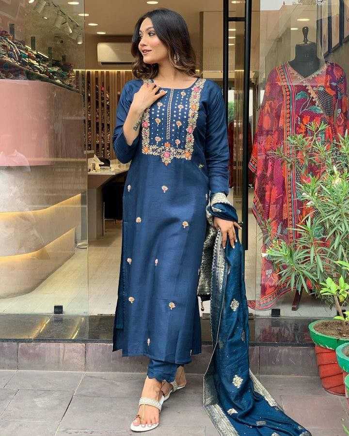 Ynf Viscose Chanderi KESH529 PURVI Suits & Dresses Wedding Collections Festive Collections Wholesale Embroidery Suits Party wear suits Chanderi Suit Manufacturer