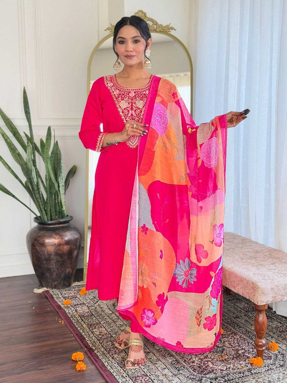 Ynf Viscose Chanderi KESH529 REVA Suits & Dresses Wedding Collections Festive Collections Wholesale Embroidery Suits Chanderi Suit Designer Suits Manufacturer