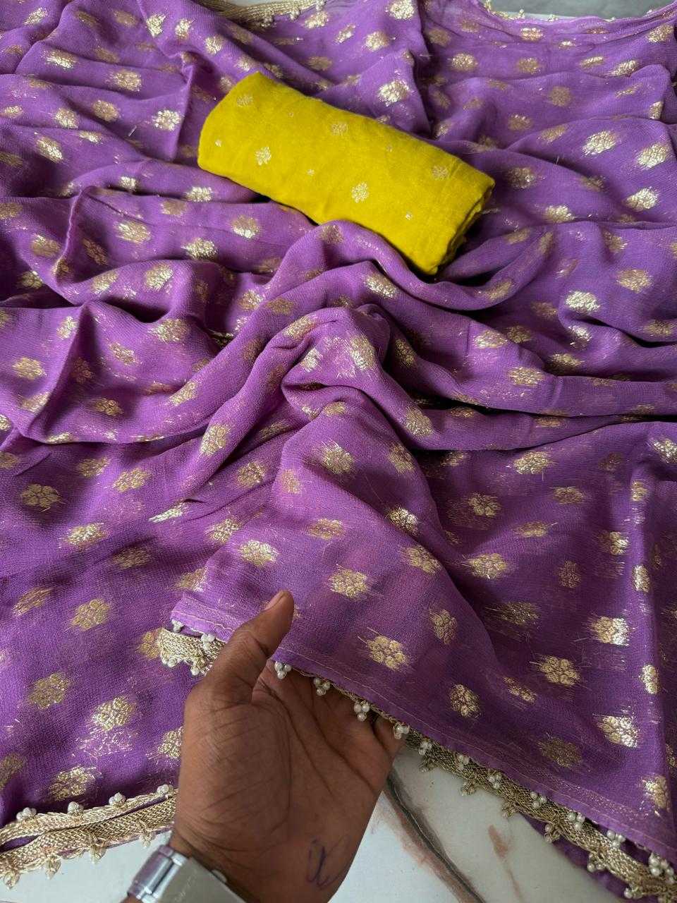 Ynf Viscose RIN178 EMRALD Sarees Wholesale Georgette Sarees Butta Sarees Viscose Saree Manufacturer