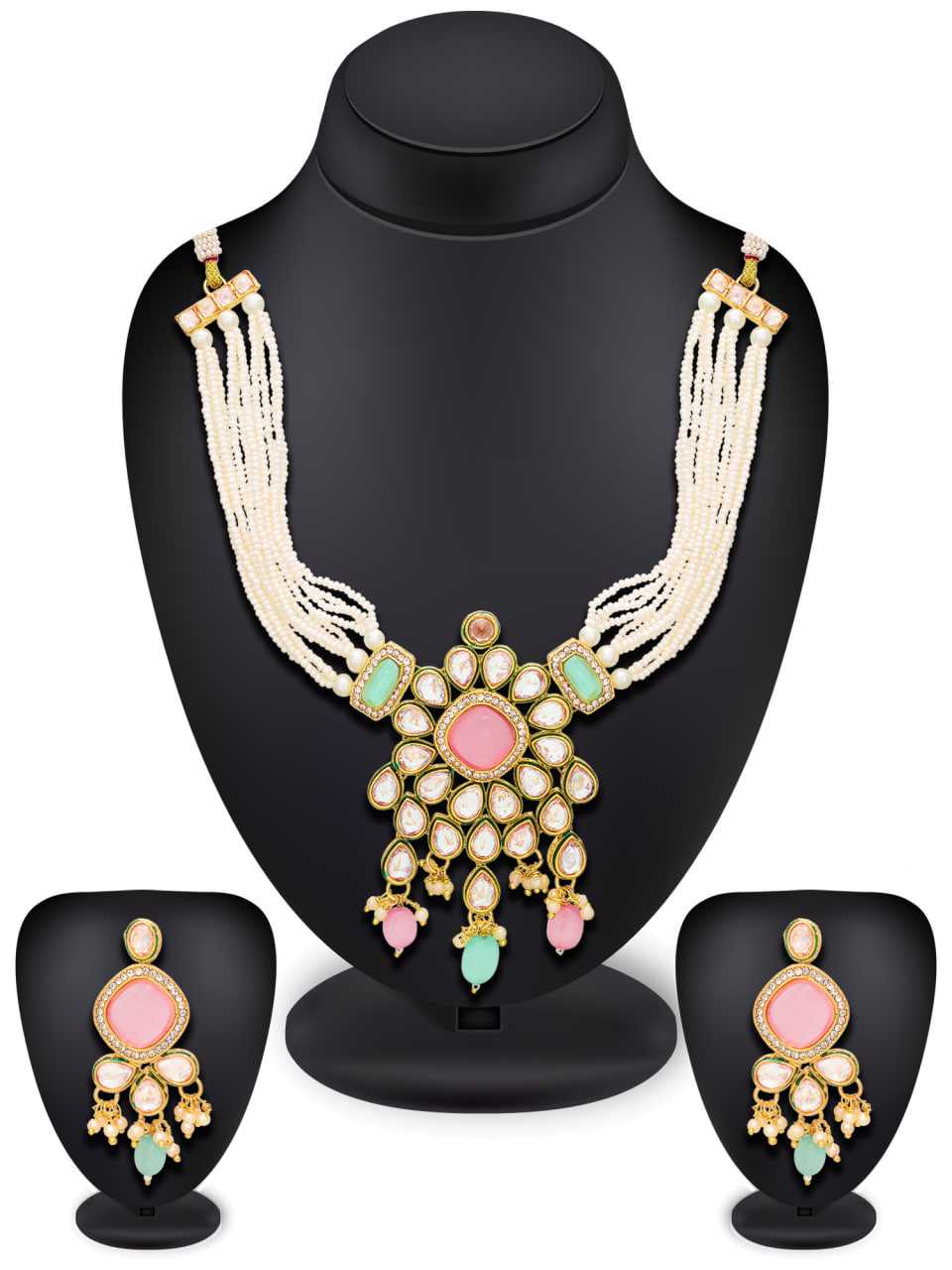 Ynf Brass KESH105 NK3969 Womens Jewellery Wholesale Long Sets Fancy Mala Necklaces Kundan Pendant Sets Manufacturer