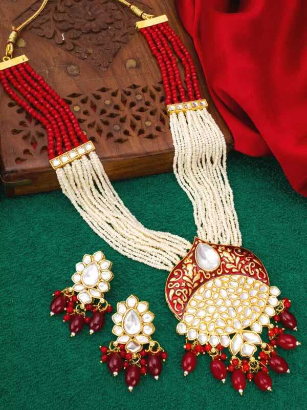 Ynf Brass KESH105 NK4094 Womens Jewellery Wholesale Long Sets Fancy Mala Necklaces Kundan Pendant Sets Manufacturer