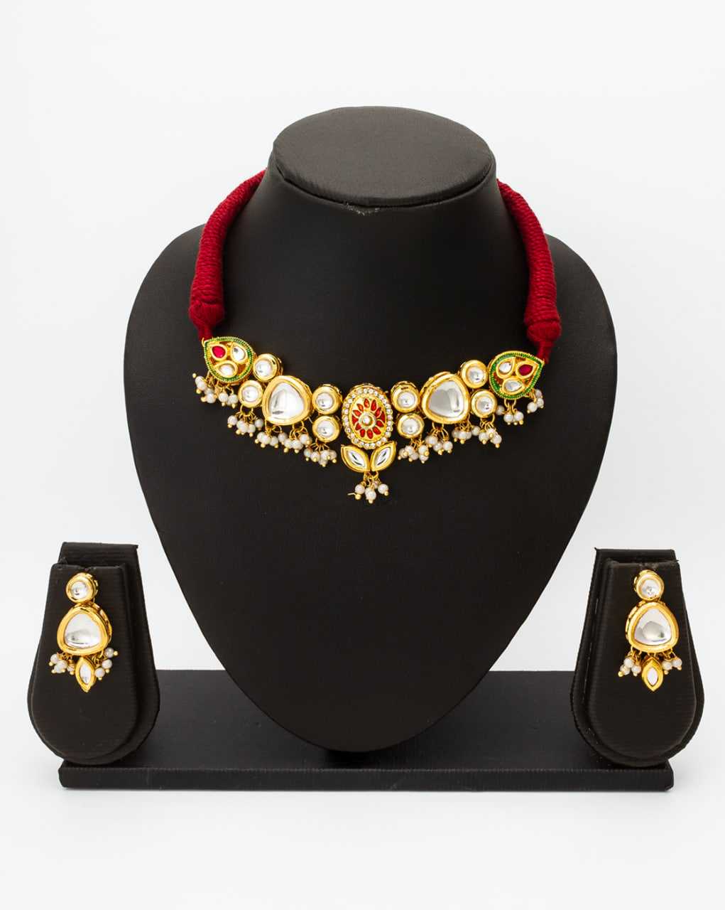 Ynf Brass KESH105 NK4496 Womens Jewellery Wholesale Kundan Pendant Sets Kundan Necklace Set Golden Necklace Set Manufacturer
