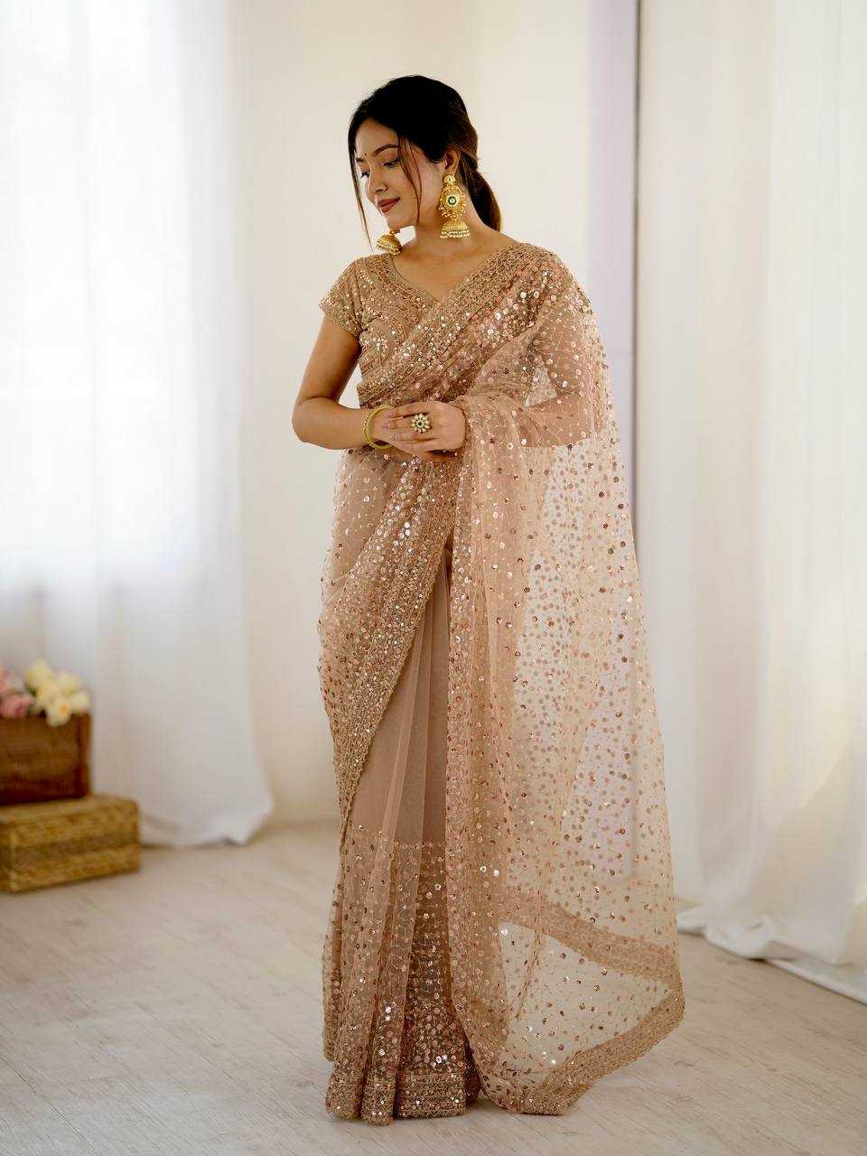 Ynf Net RIN213 L307 Sarees Wholesale Party Wear Sarees Net Sarees Sequins Work Saree Manufacturer