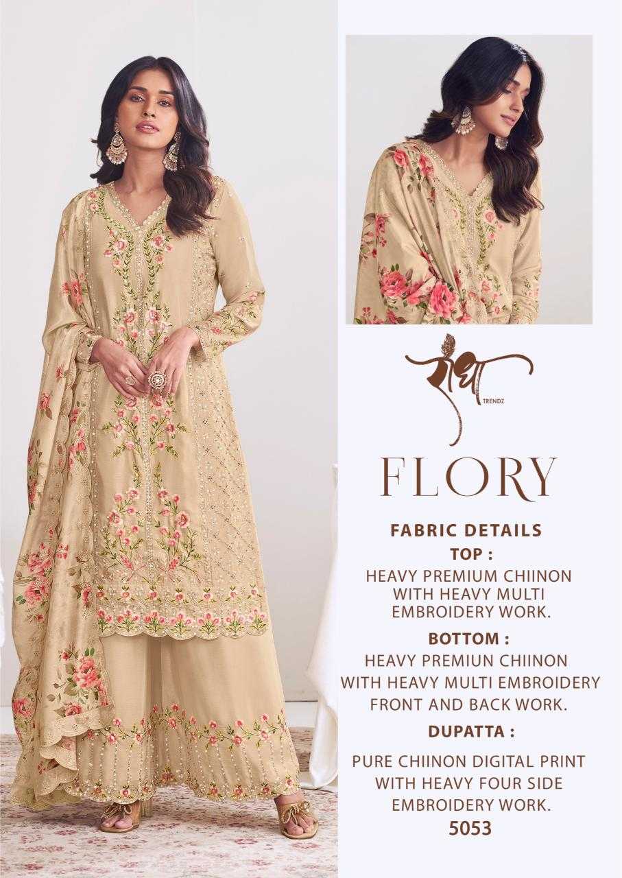 Ynf Chinon KESH587 RADHA TRENDS FLORY Suits & Dresses Wholesale Embroidery Suits Palazzo Suit Designer Suits Manufacturer
